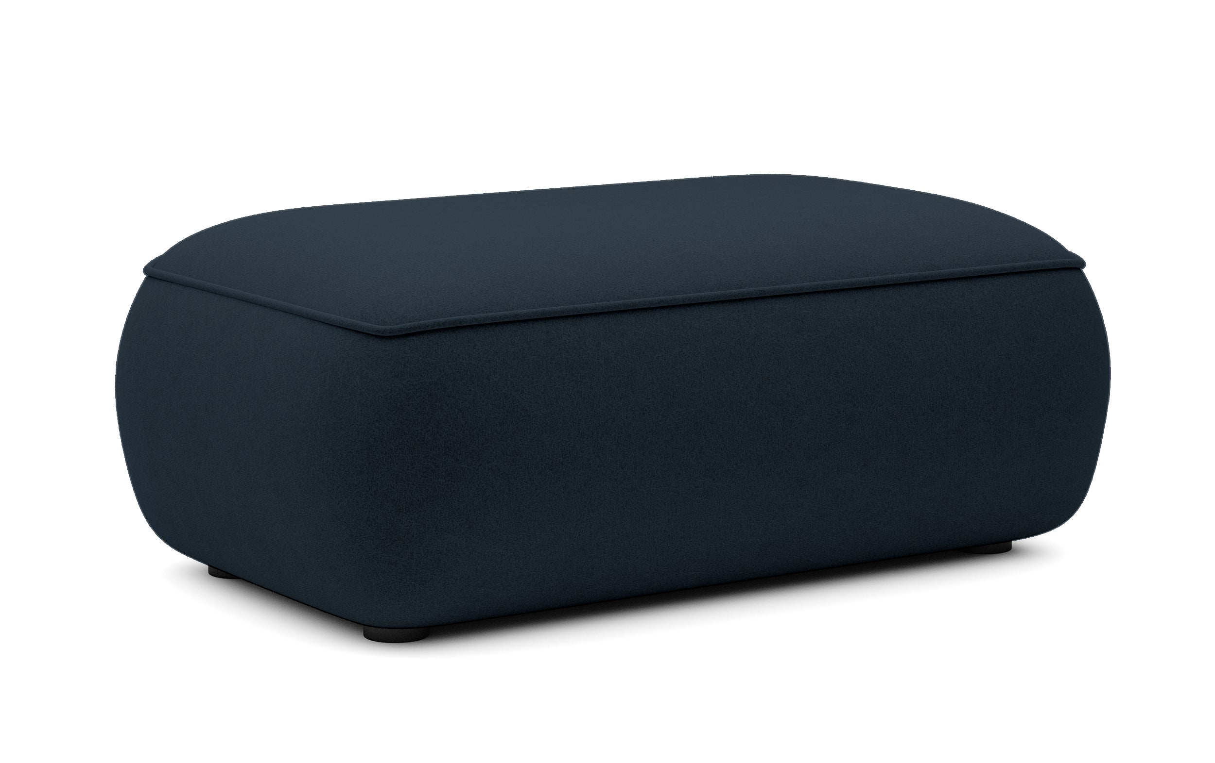 Ovo-Pouf in Granatblau, Samtstoff aus leicht zu reinigendem Gewebe