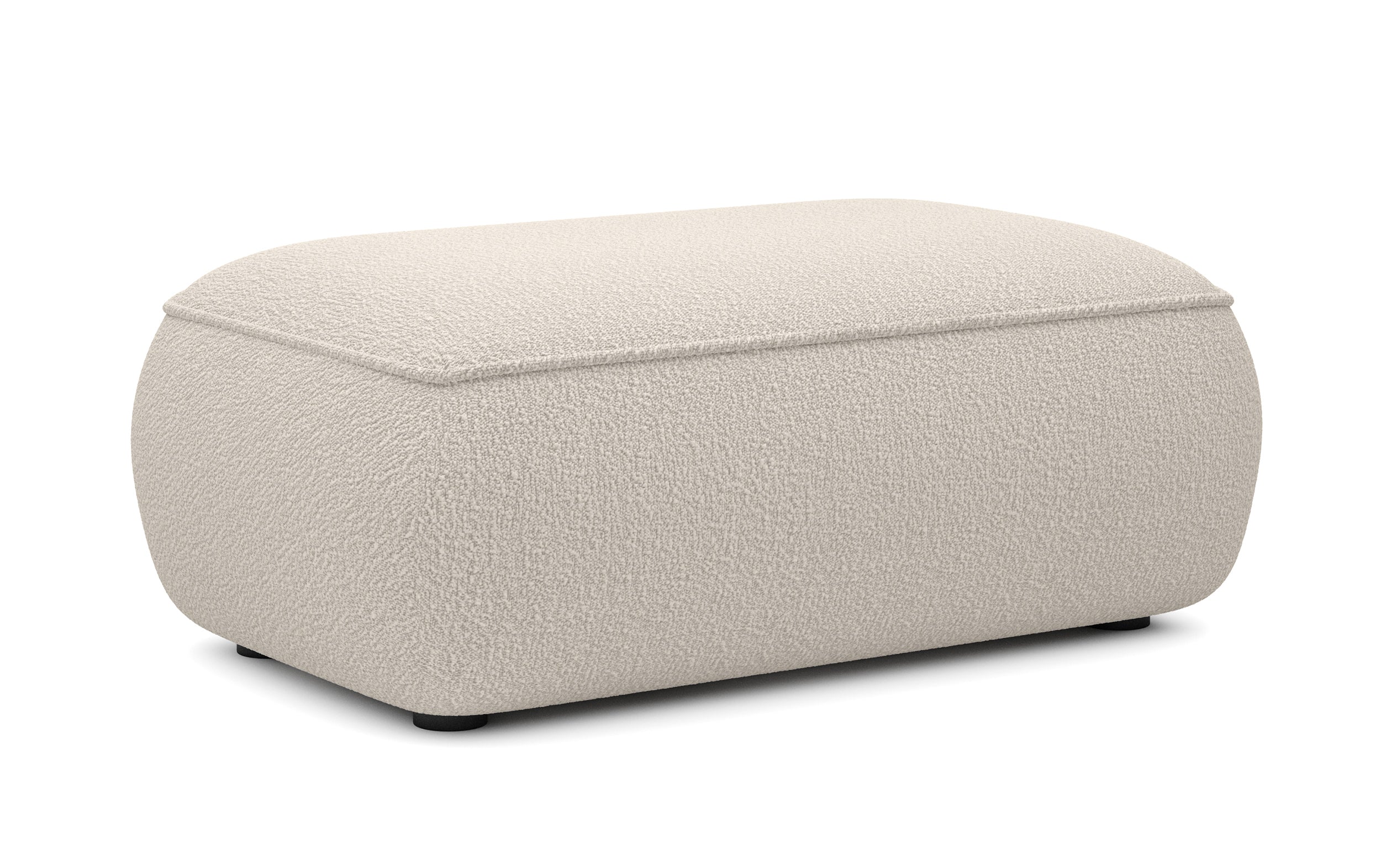 Beiger Pufa Ovo aus Bouclé