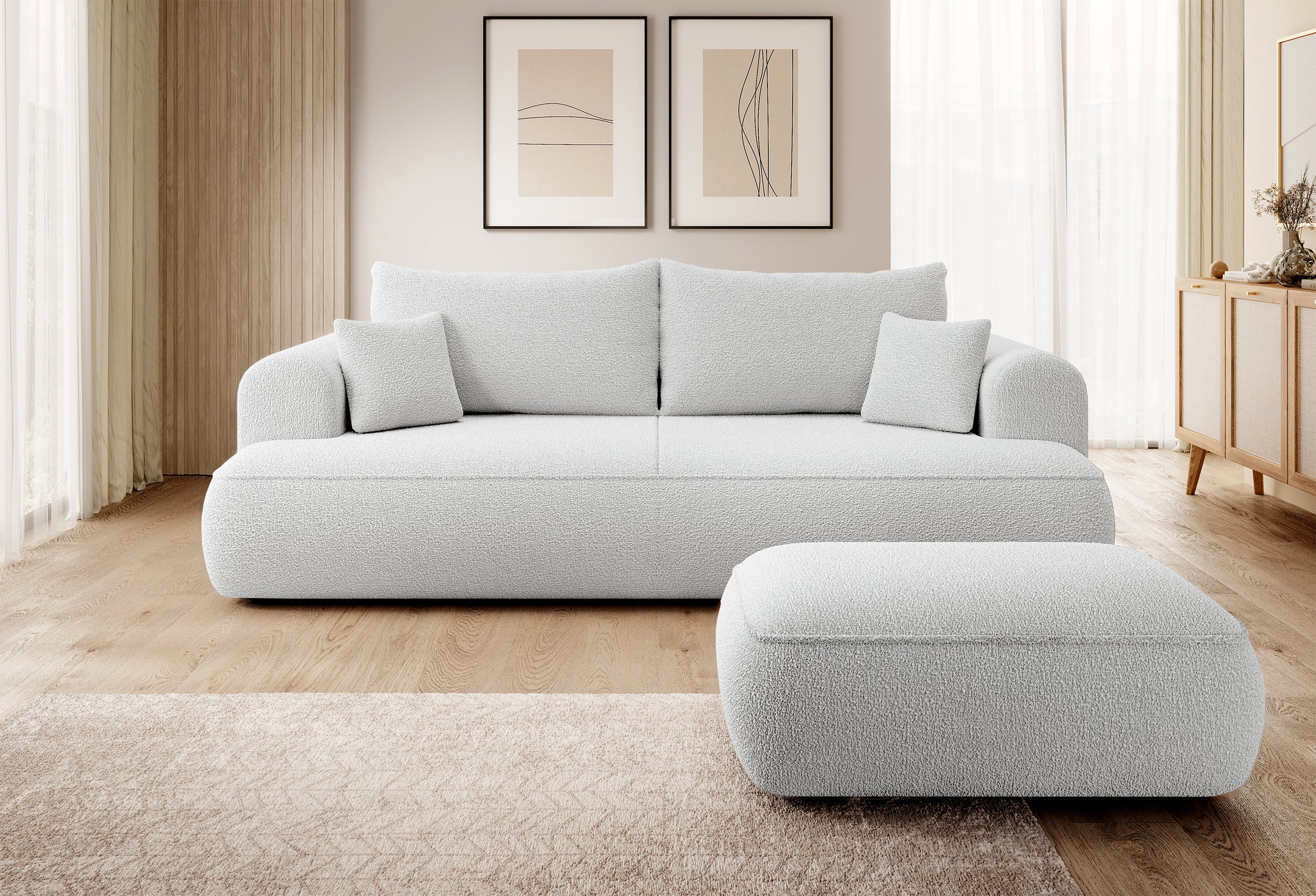 Ovo Hocker grau Bouclé
