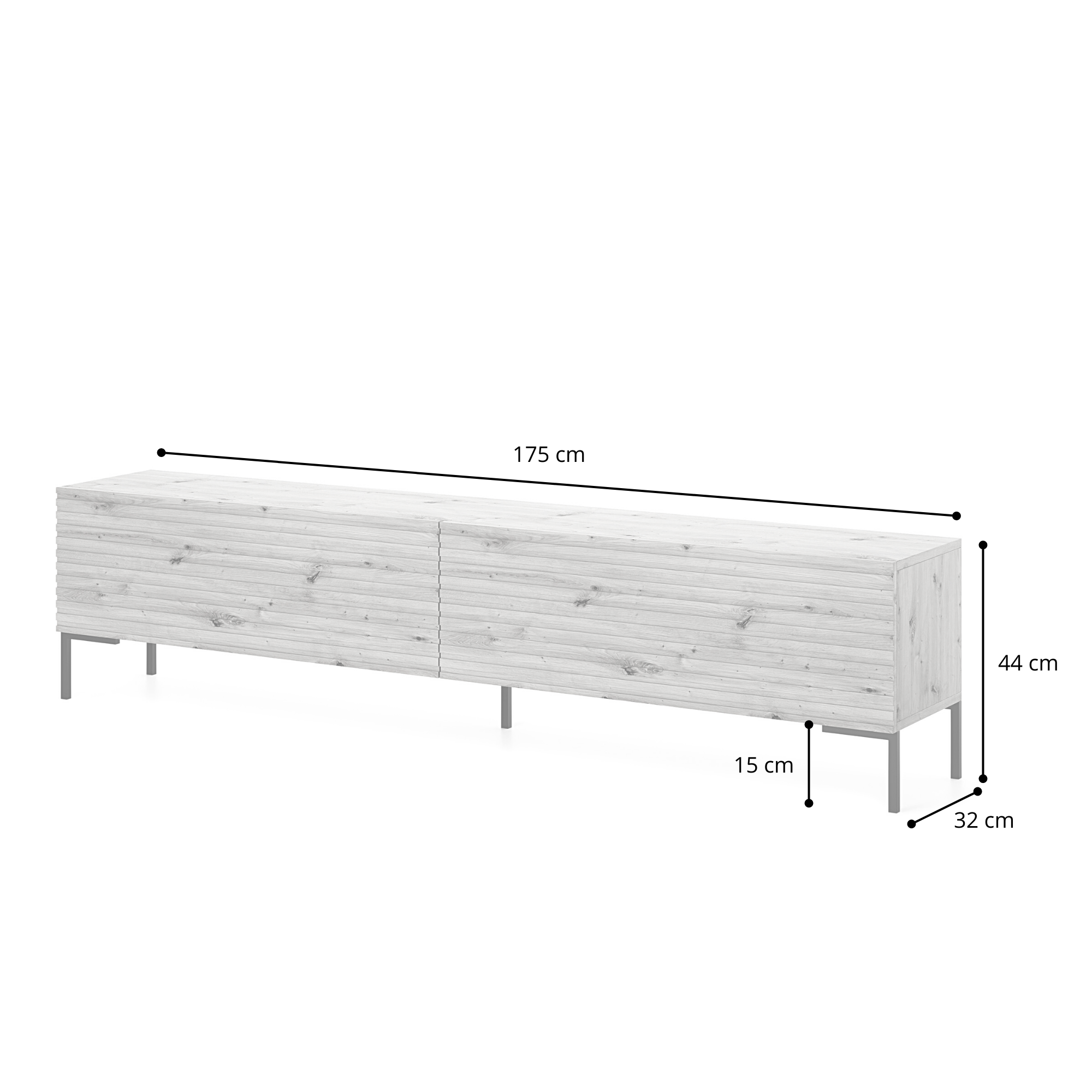TV-Schrank Lammelo 175 cm grau-beige mit goldenen Beinen