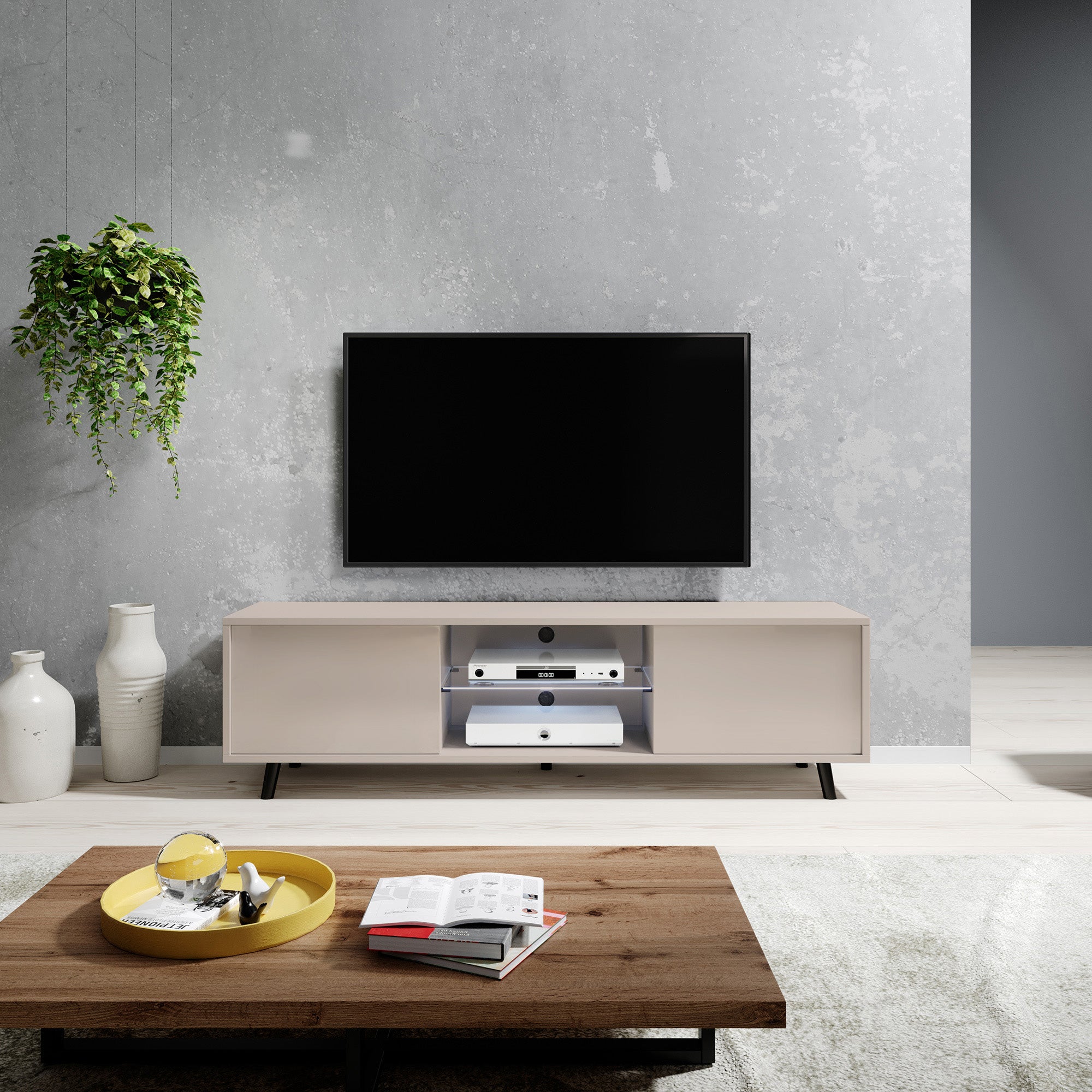 TV-Schrank Lefyr 140 cm Grau Beige