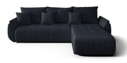 Ecksofa mit Schlaffunktion Romuldi, L-förmig, rechtsseitig, mit Stauraum, anthrazitfarbener, hydrophober Samtstoff