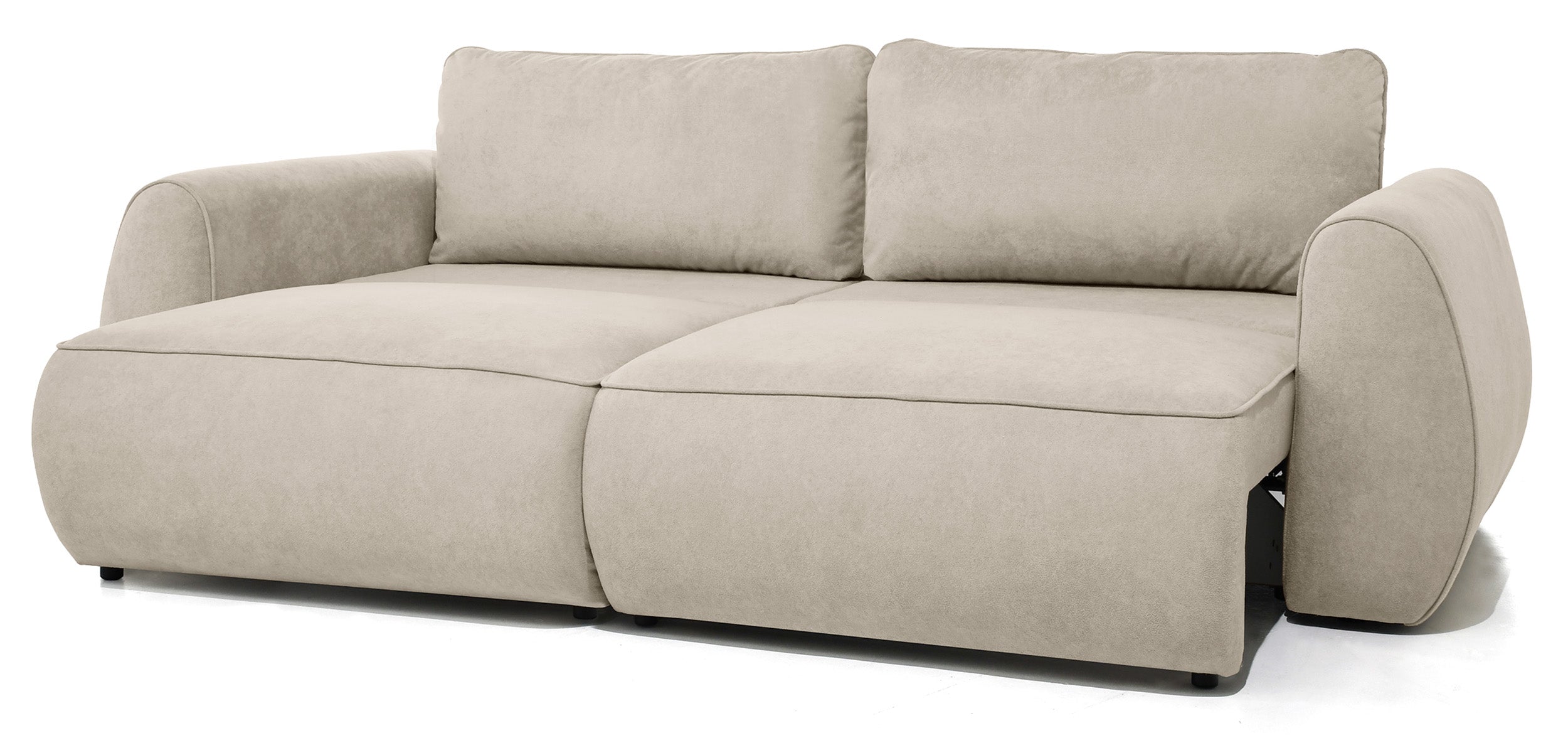 Ausziehbare Eckcouch Ruvea mit Aufbewahrungsfächern, beige, hydrophober Chenille-Stoff