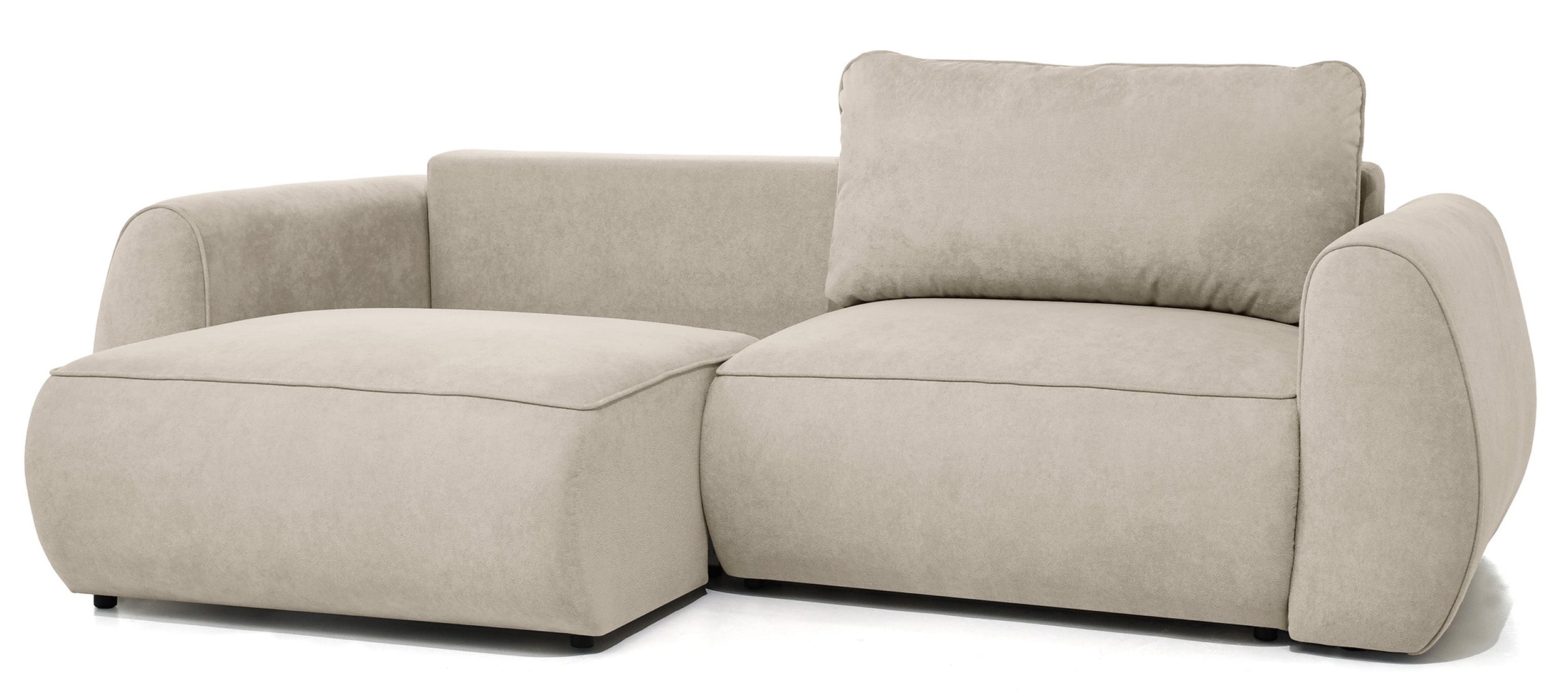 Ausziehbare Eckcouch Ruvea mit Aufbewahrungsfächern, beige, hydrophober Chenille-Stoff