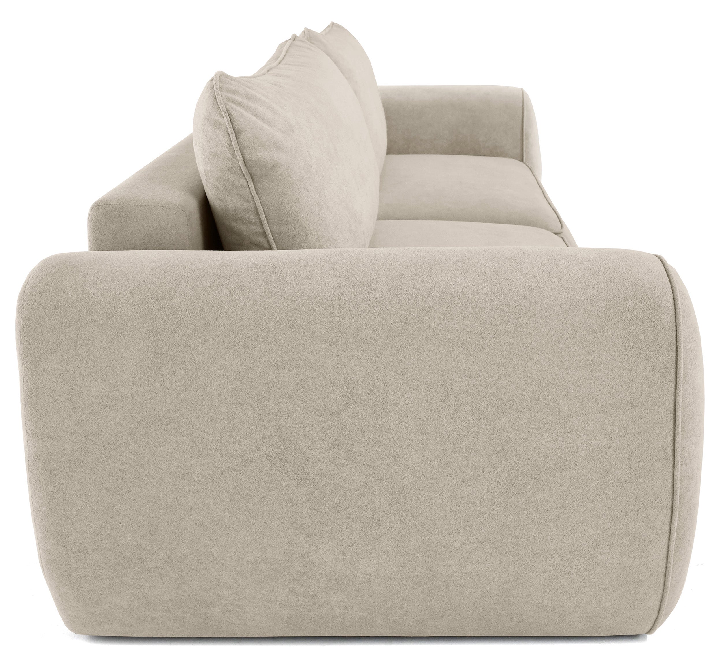 Ausziehbare Eckcouch Ruvea mit Aufbewahrungsfächern, beige, hydrophober Chenille-Stoff