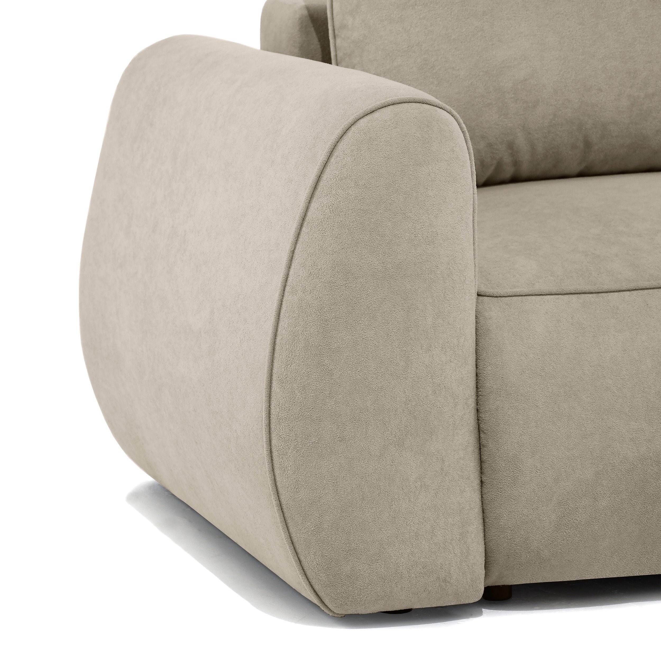 Ausziehbare Eckcouch Ruvea mit Aufbewahrungsfächern, beige, hydrophober Chenille-Stoff