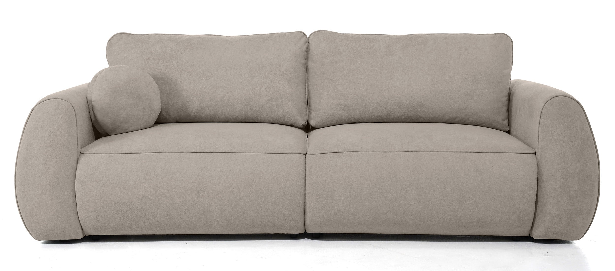 Schlafsofa zum Ecksofa Ruvea mit Aufbewahrungsfächern, hellbrauner hydrophober Chenillestoff