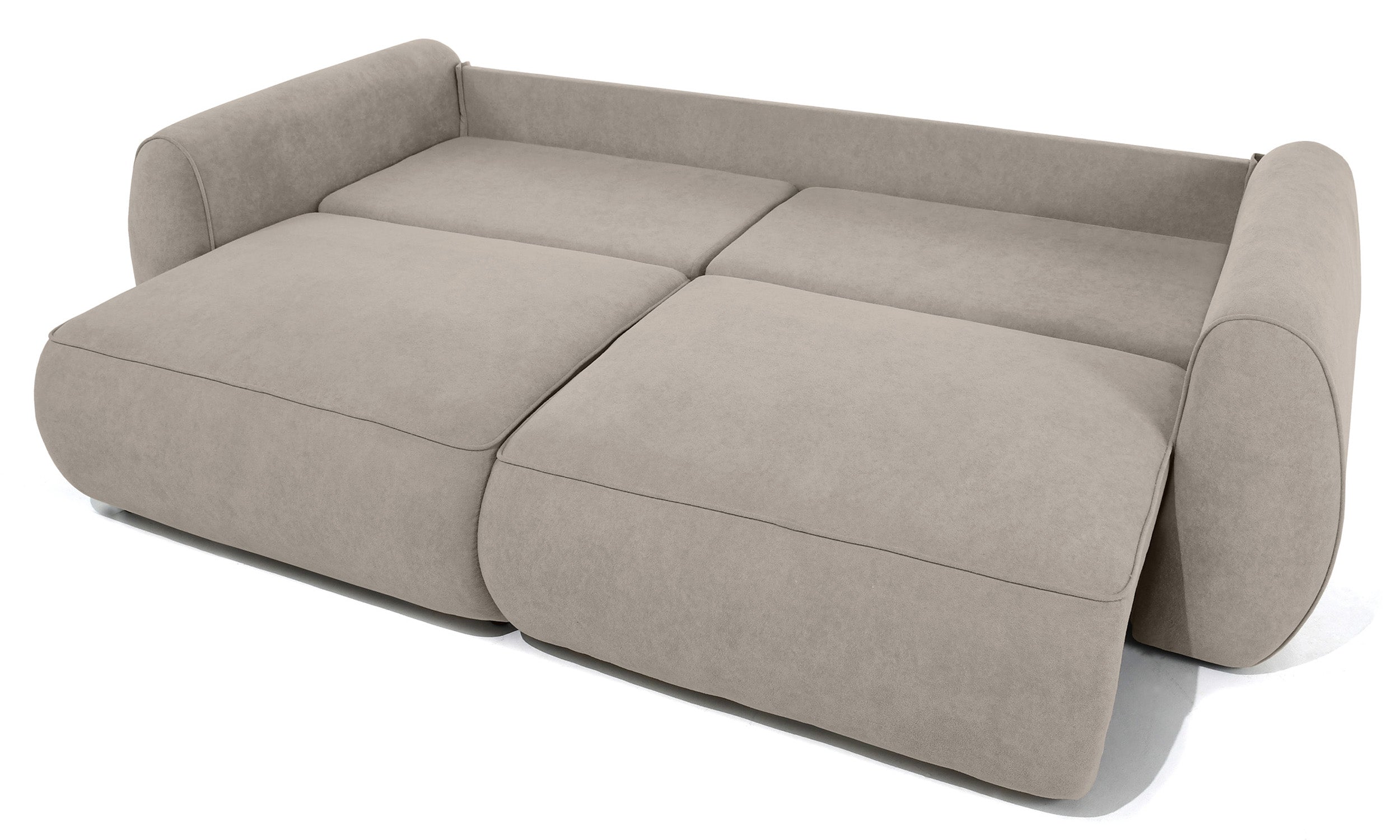 Schlafsofa zum Ecksofa Ruvea mit Aufbewahrungsfächern, hellbrauner hydrophober Chenillestoff