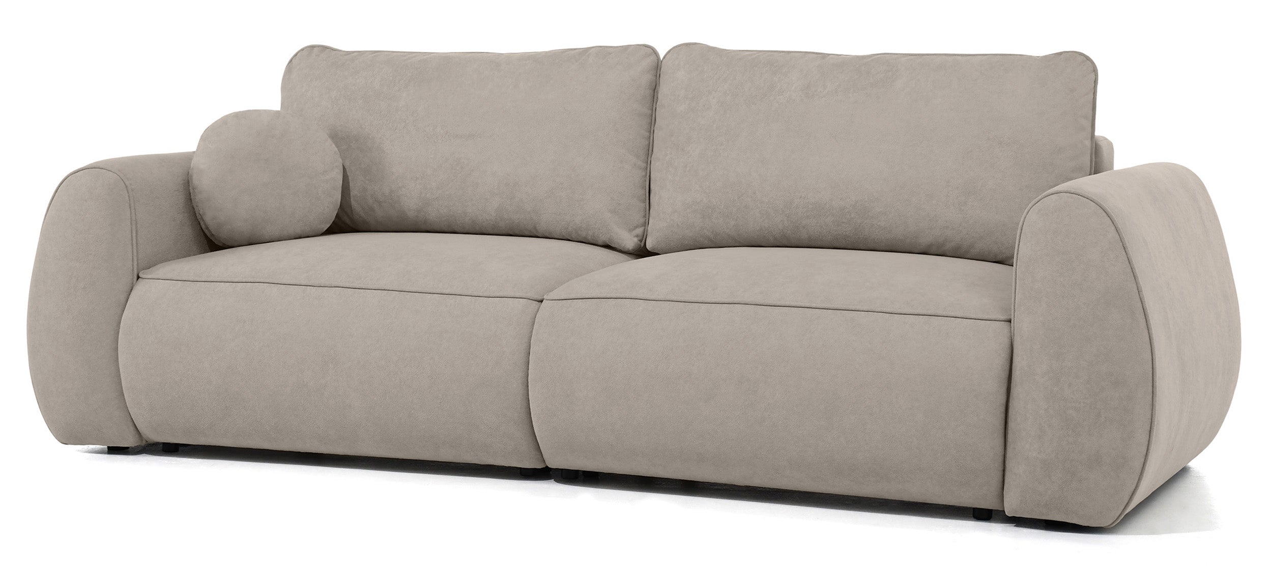 Schlafsofa zum Ecksofa Ruvea mit Aufbewahrungsfächern, hellbrauner hydrophober Chenillestoff