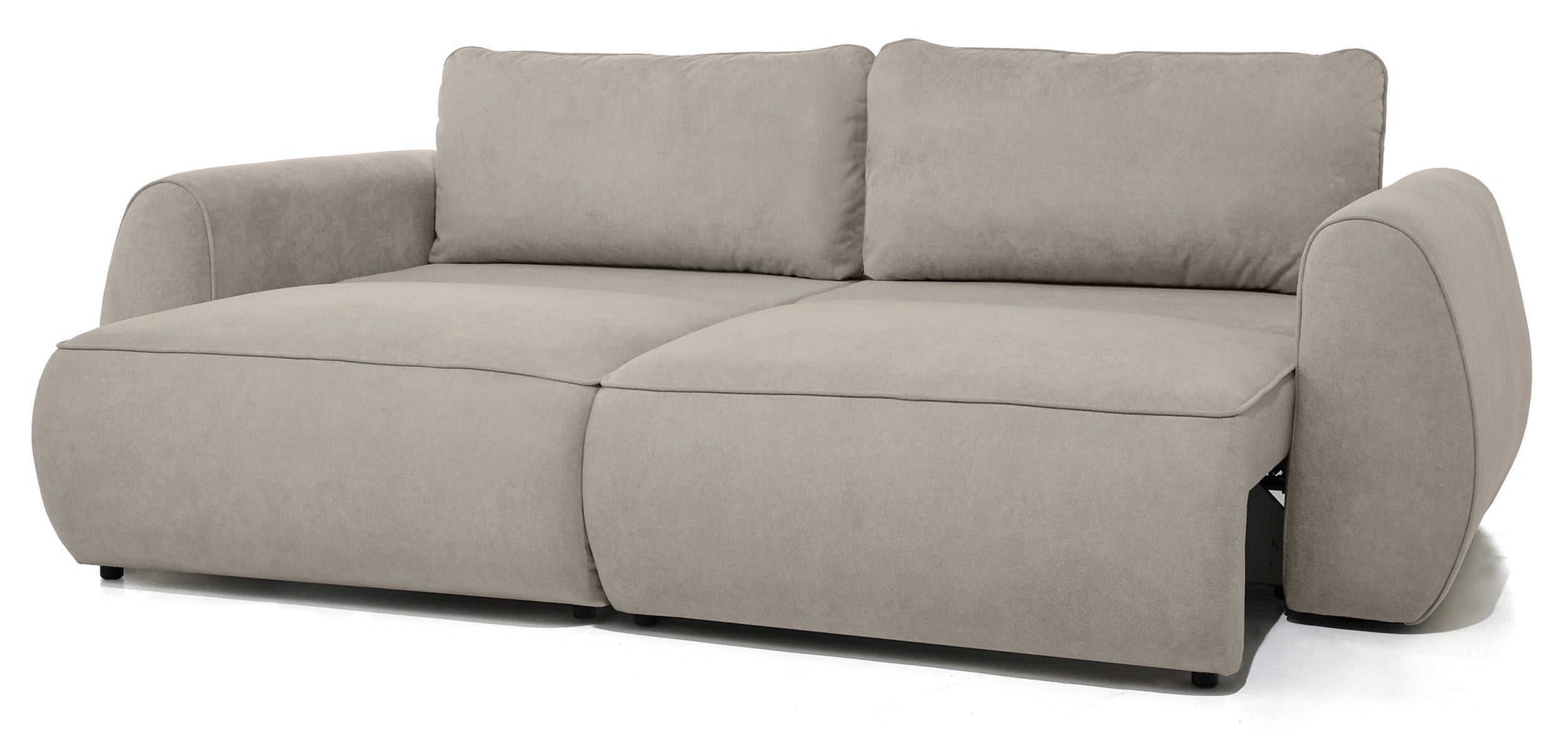 Schlafsofa zum Ecksofa Ruvea mit Aufbewahrungsfächern, hellbrauner hydrophober Chenillestoff