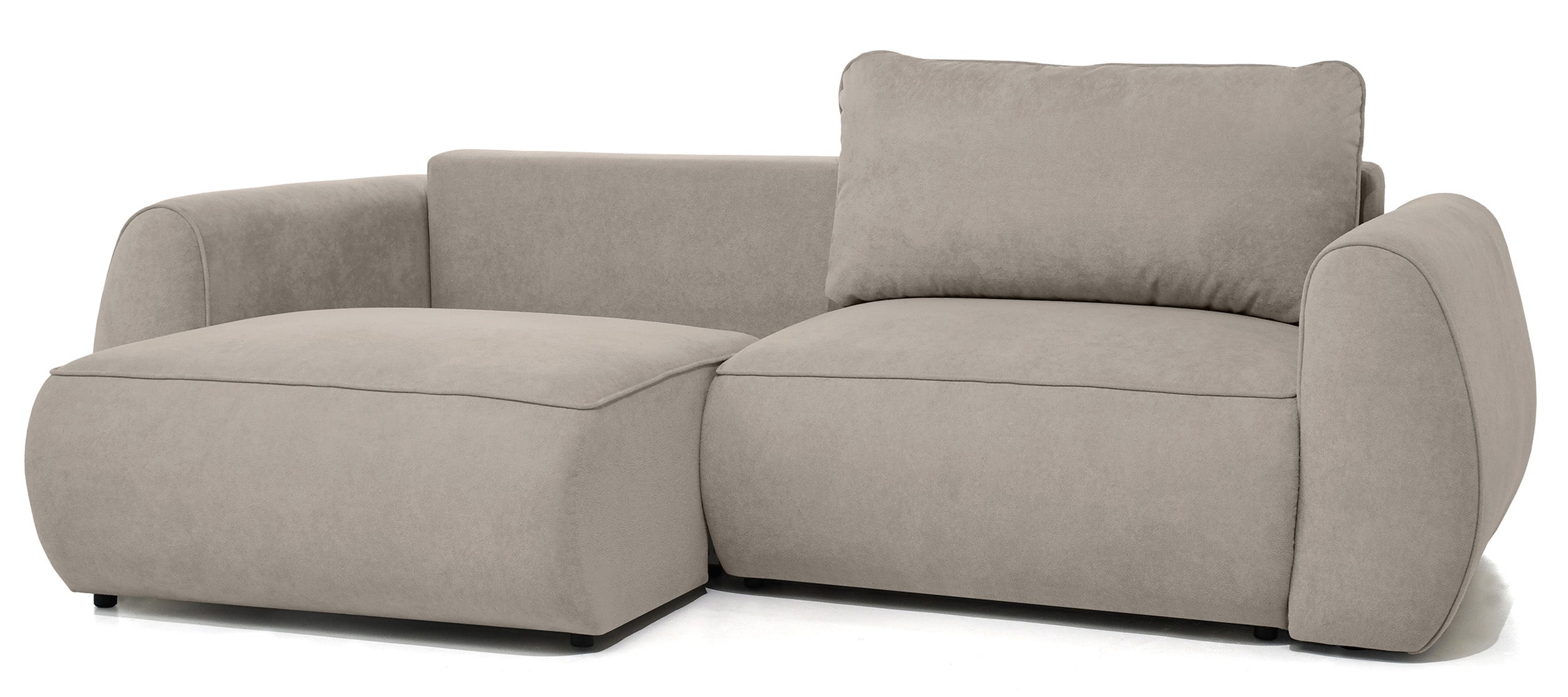 Schlafsofa zum Ecksofa Ruvea mit Aufbewahrungsfächern, hellbrauner hydrophober Chenillestoff
