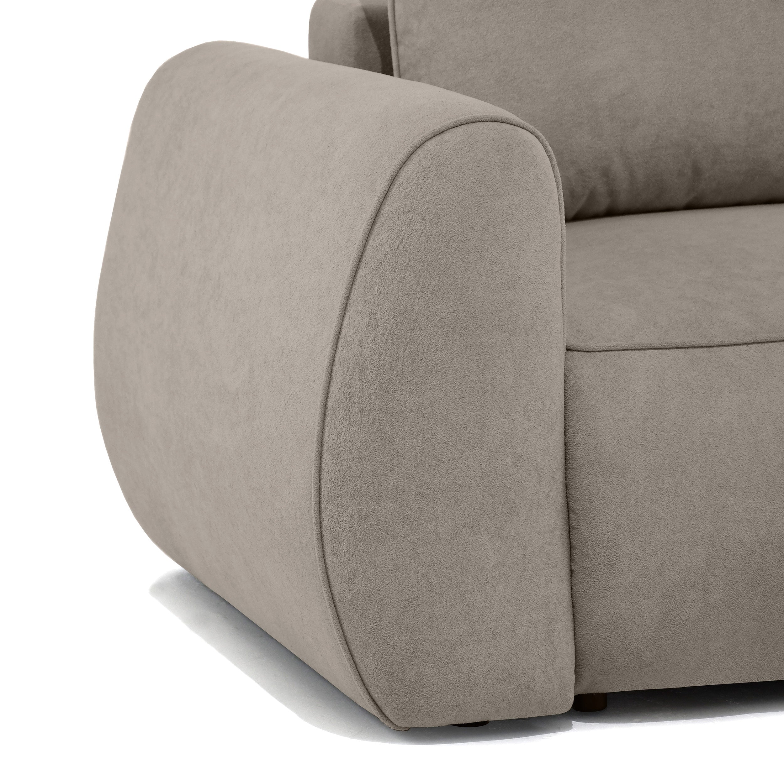 Schlafsofa zum Ecksofa Ruvea mit Aufbewahrungsfächern, hellbrauner hydrophober Chenillestoff