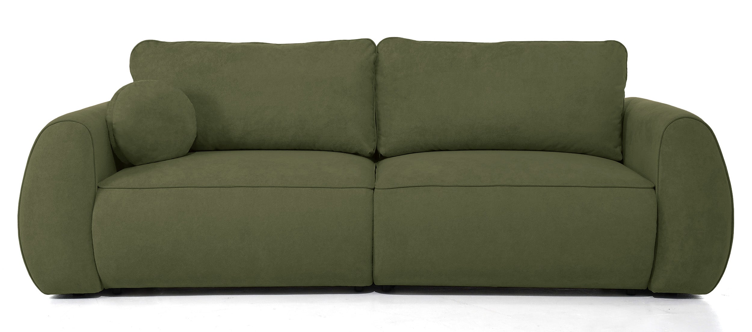 Ausziehbare Eckcouch Ruvea mit Stauraum, olivgrüner, hydrophober Chenille-Stoff