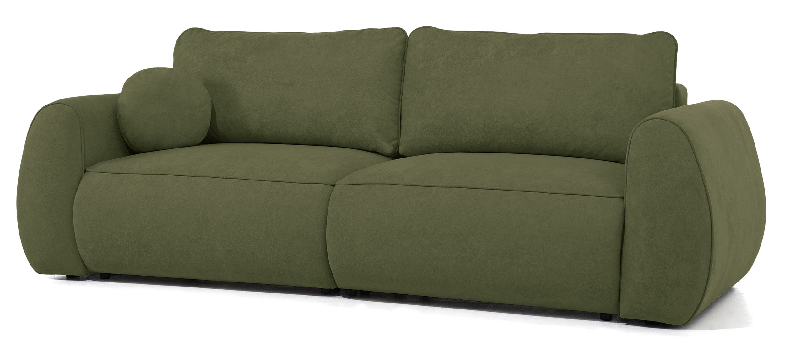 Ausziehbare Eckcouch Ruvea mit Stauraum, olivgrüner, hydrophober Chenille-Stoff