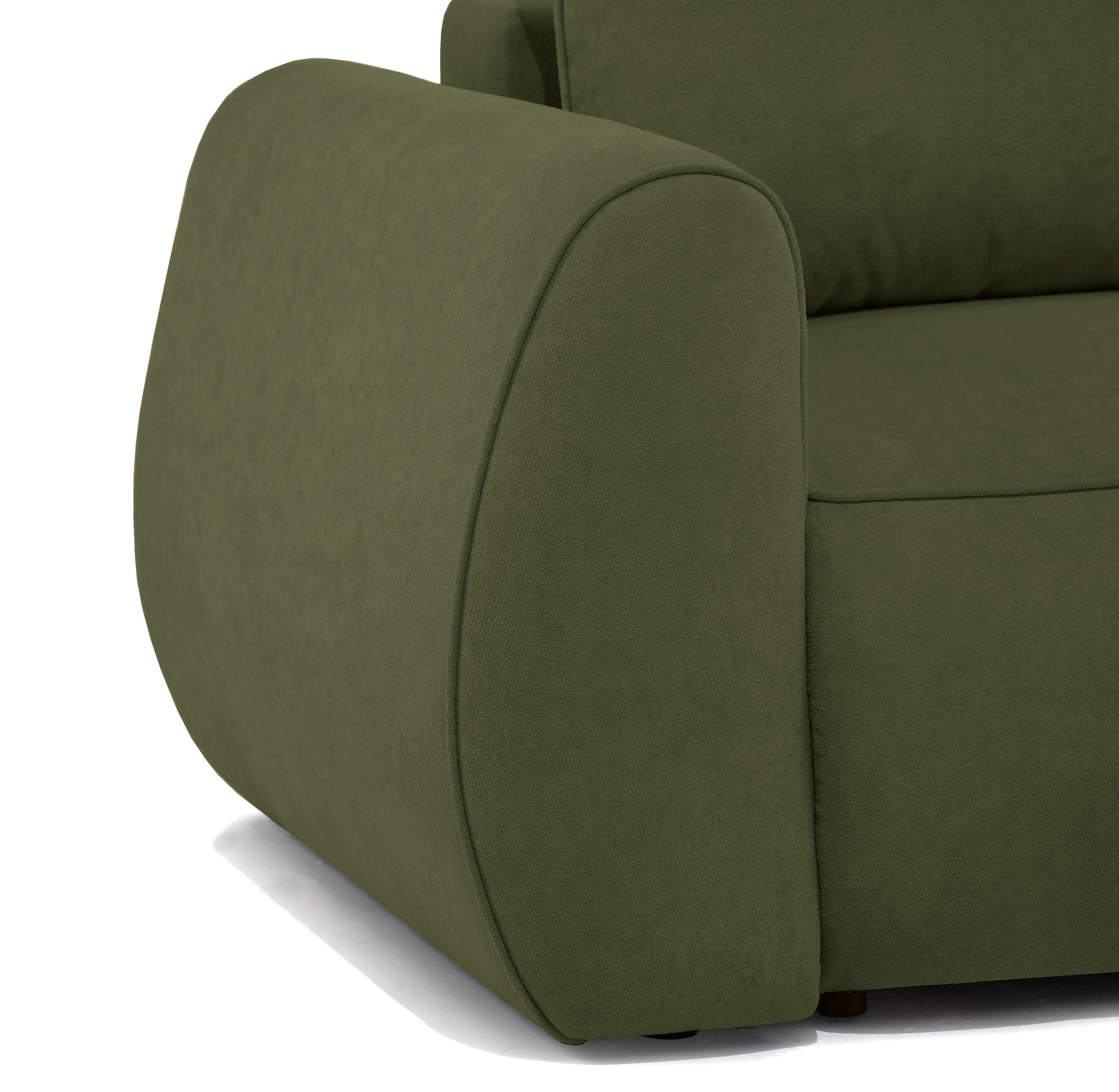 Ausziehbare Eckcouch Ruvea mit Stauraum, olivgrüner, hydrophober Chenille-Stoff