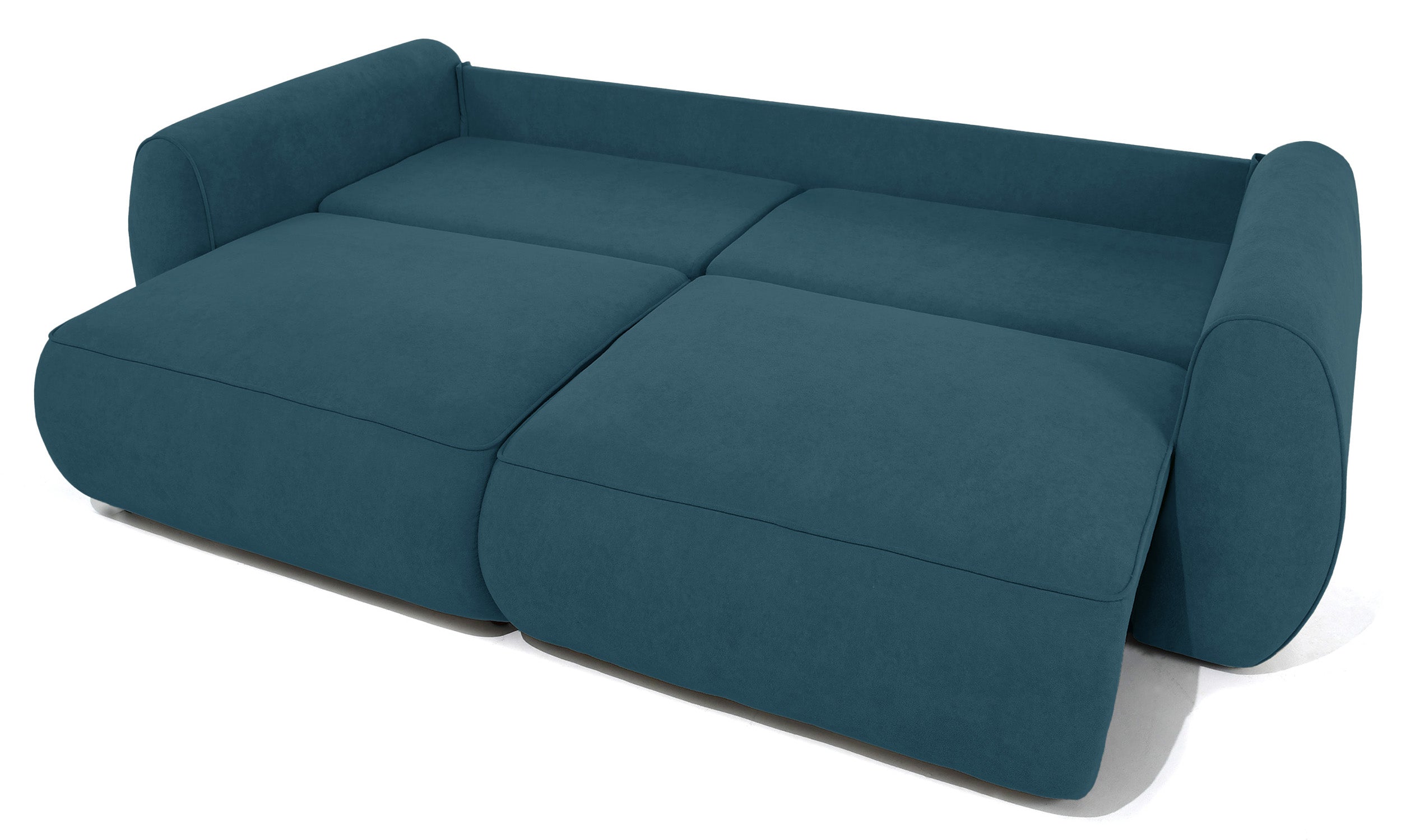 Ausziehbare Eckcouch Ruvea mit Stauraum, blau, hydrophobes Chenille
