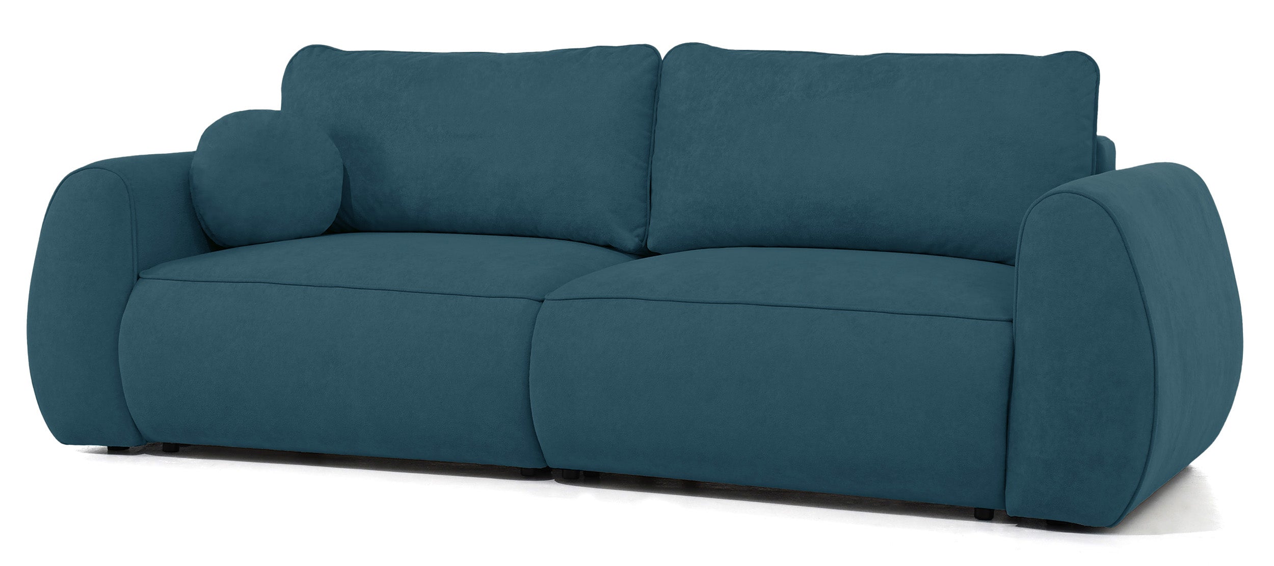 Ausziehbare Eckcouch Ruvea mit Stauraum, blau, hydrophobes Chenille