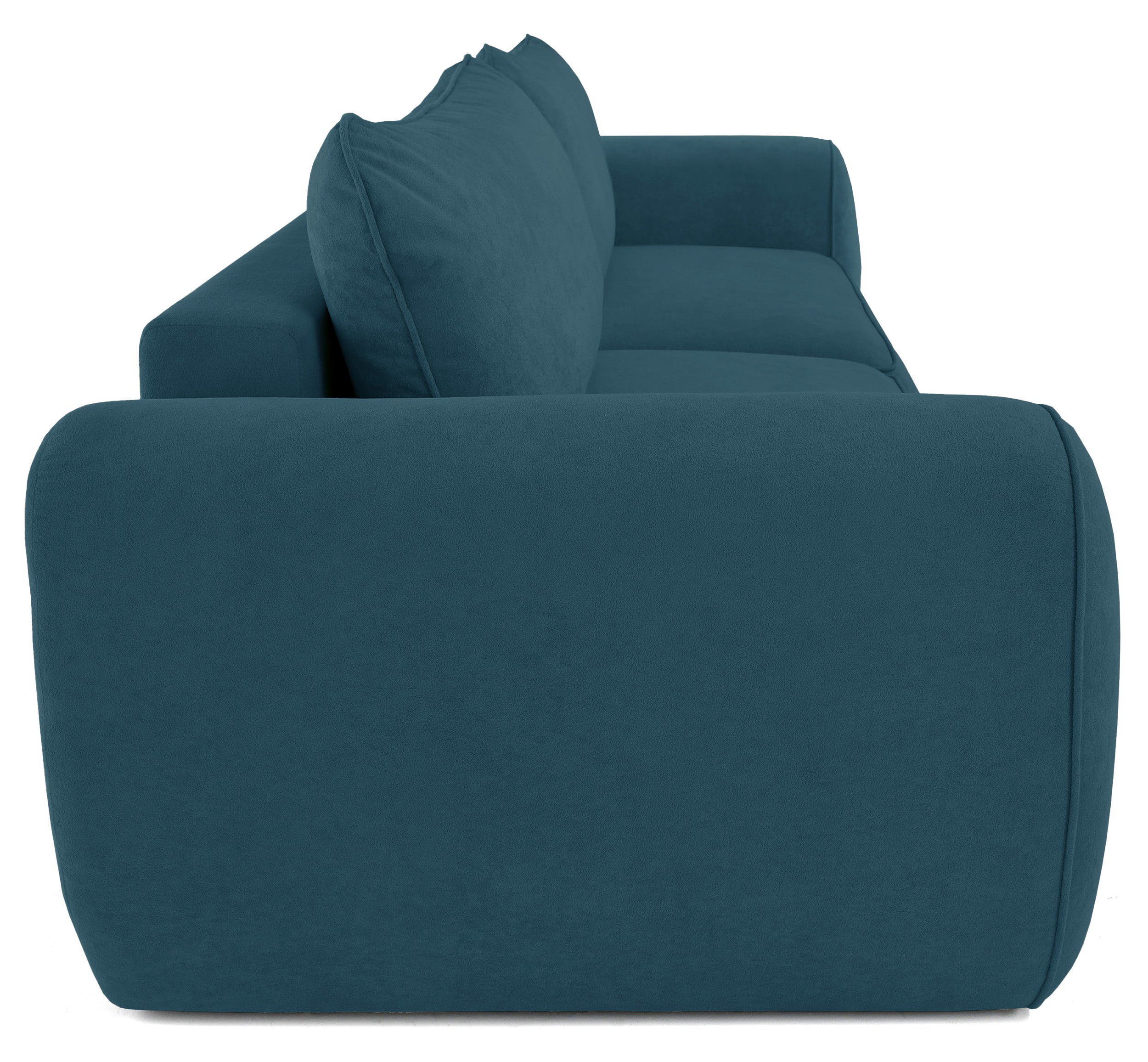 Ausziehbare Eckcouch Ruvea mit Stauraum, blau, hydrophobes Chenille