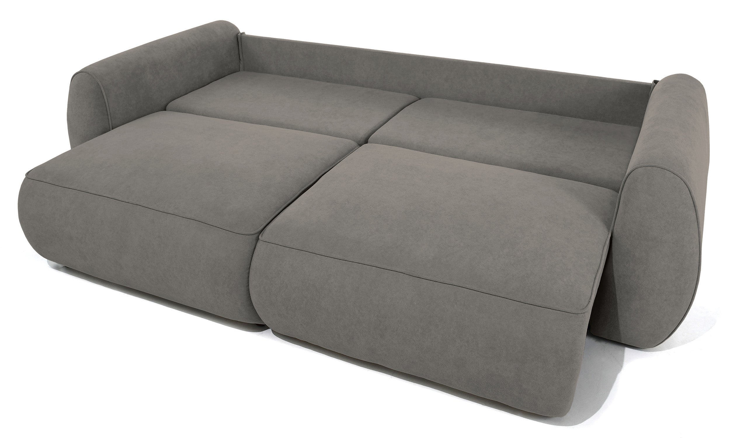 Ausziehbare Eckcouch Ruvea mit Stauraum, dunkelgrauer hydrophober Chenille-Stoff
