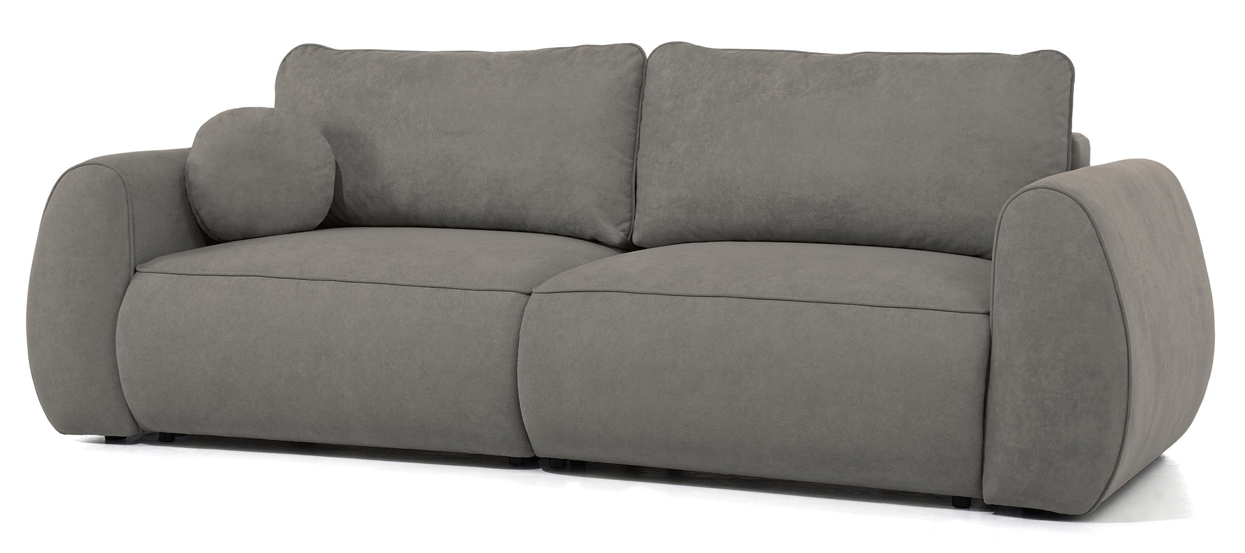 Ausziehbare Eckcouch Ruvea mit Stauraum, dunkelgrauer hydrophober Chenille-Stoff