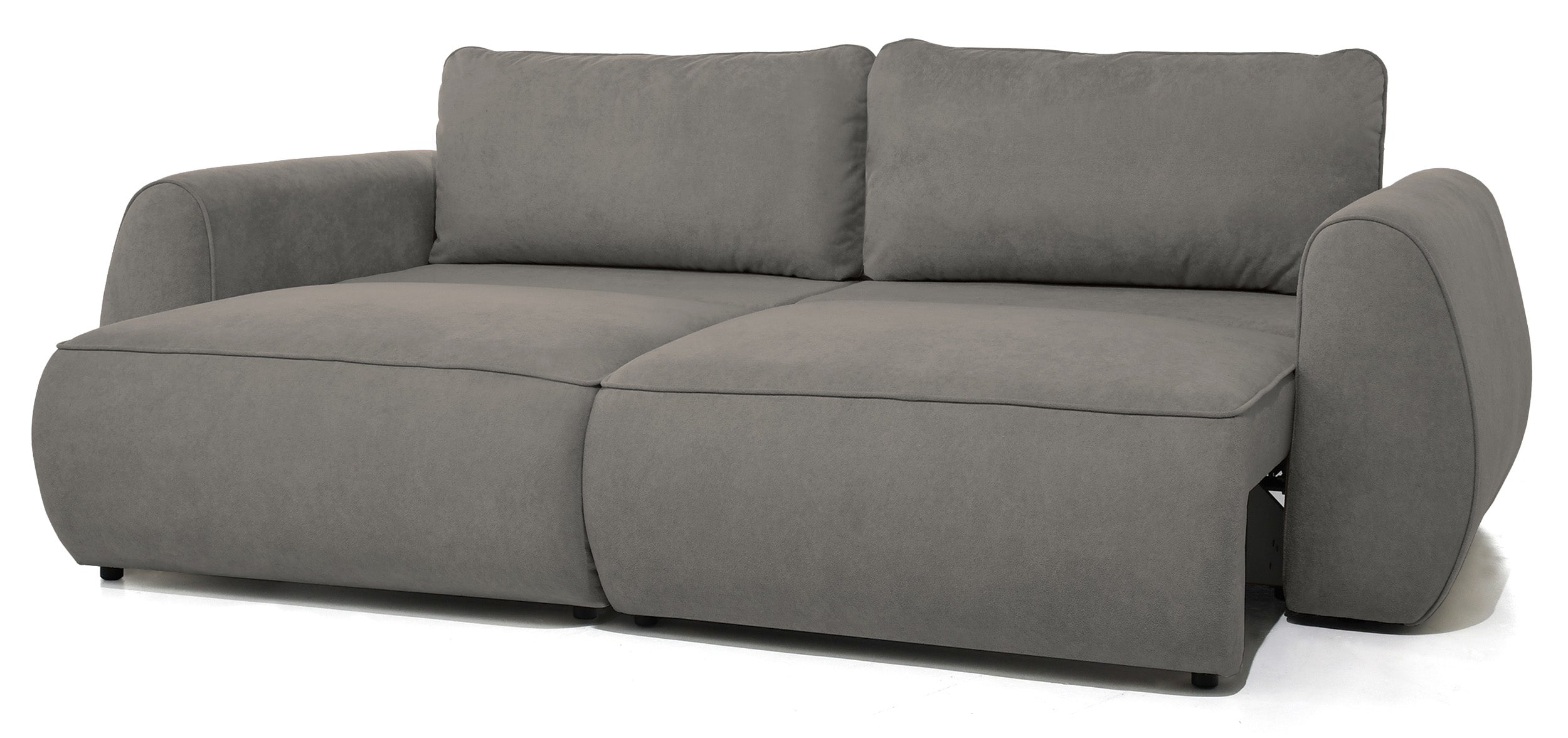 Ausziehbare Eckcouch Ruvea mit Stauraum, dunkelgrauer hydrophober Chenille-Stoff