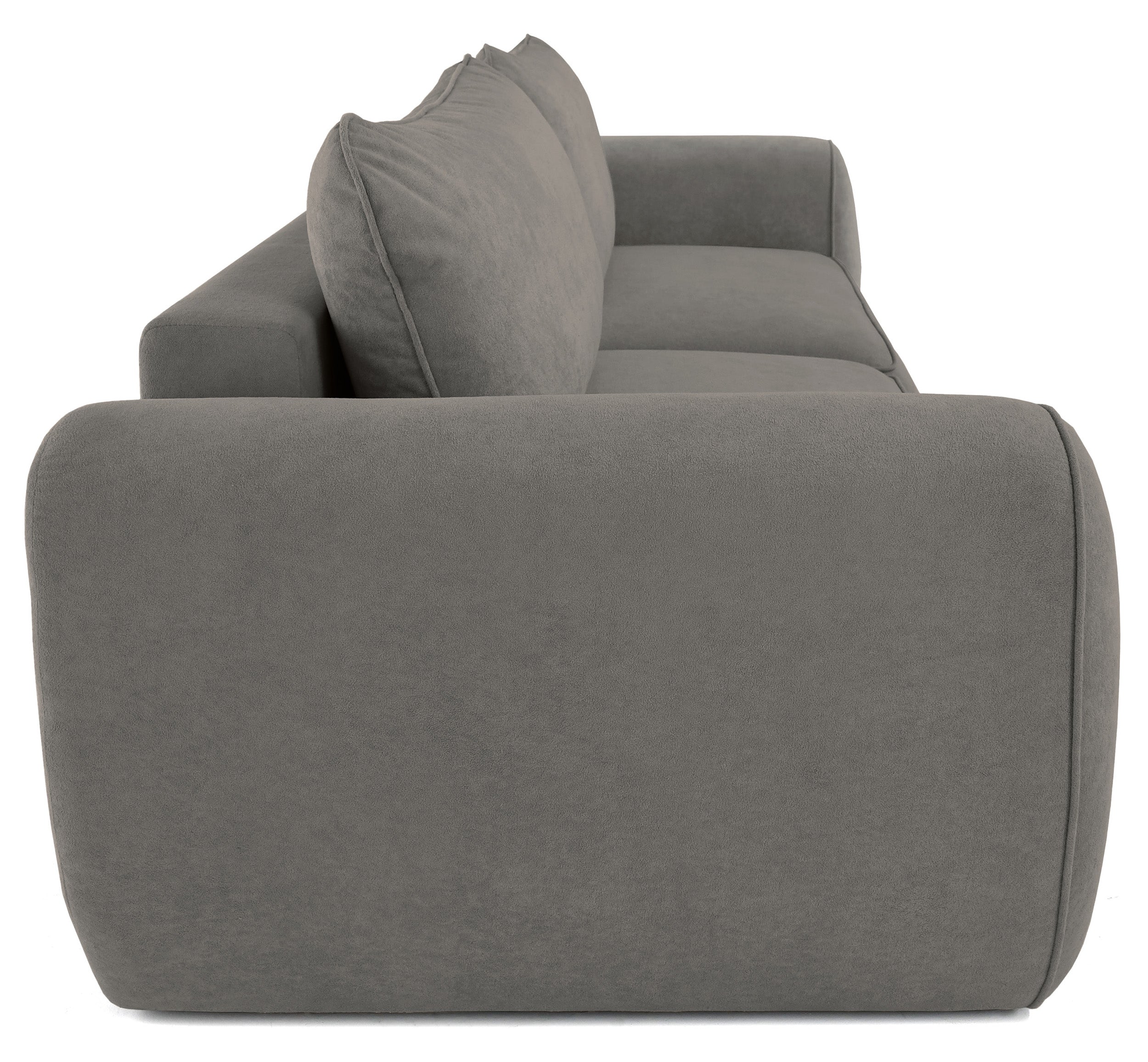 Ausziehbare Eckcouch Ruvea mit Stauraum, dunkelgrauer hydrophober Chenille-Stoff