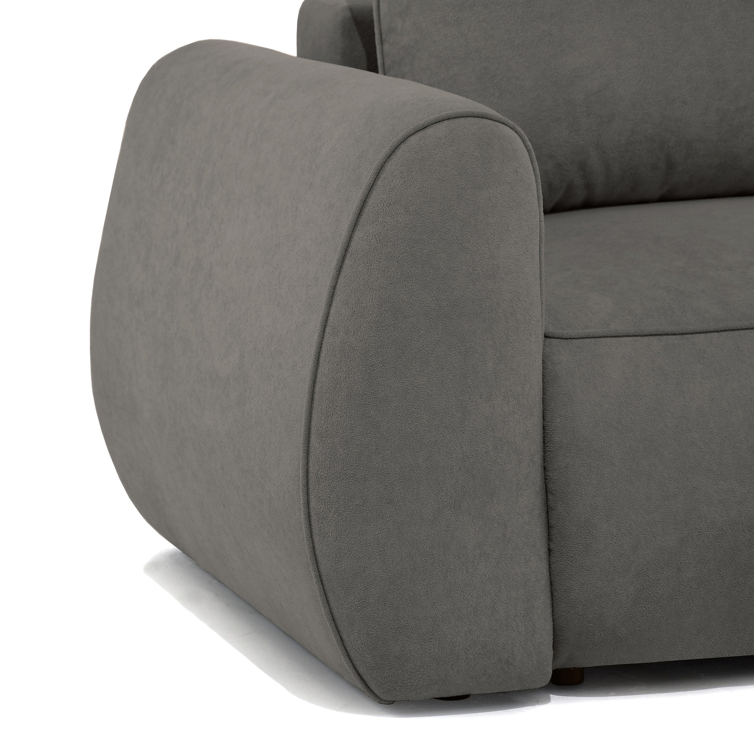 Ausziehbare Eckcouch Ruvea mit Stauraum, dunkelgrauer hydrophober Chenille-Stoff