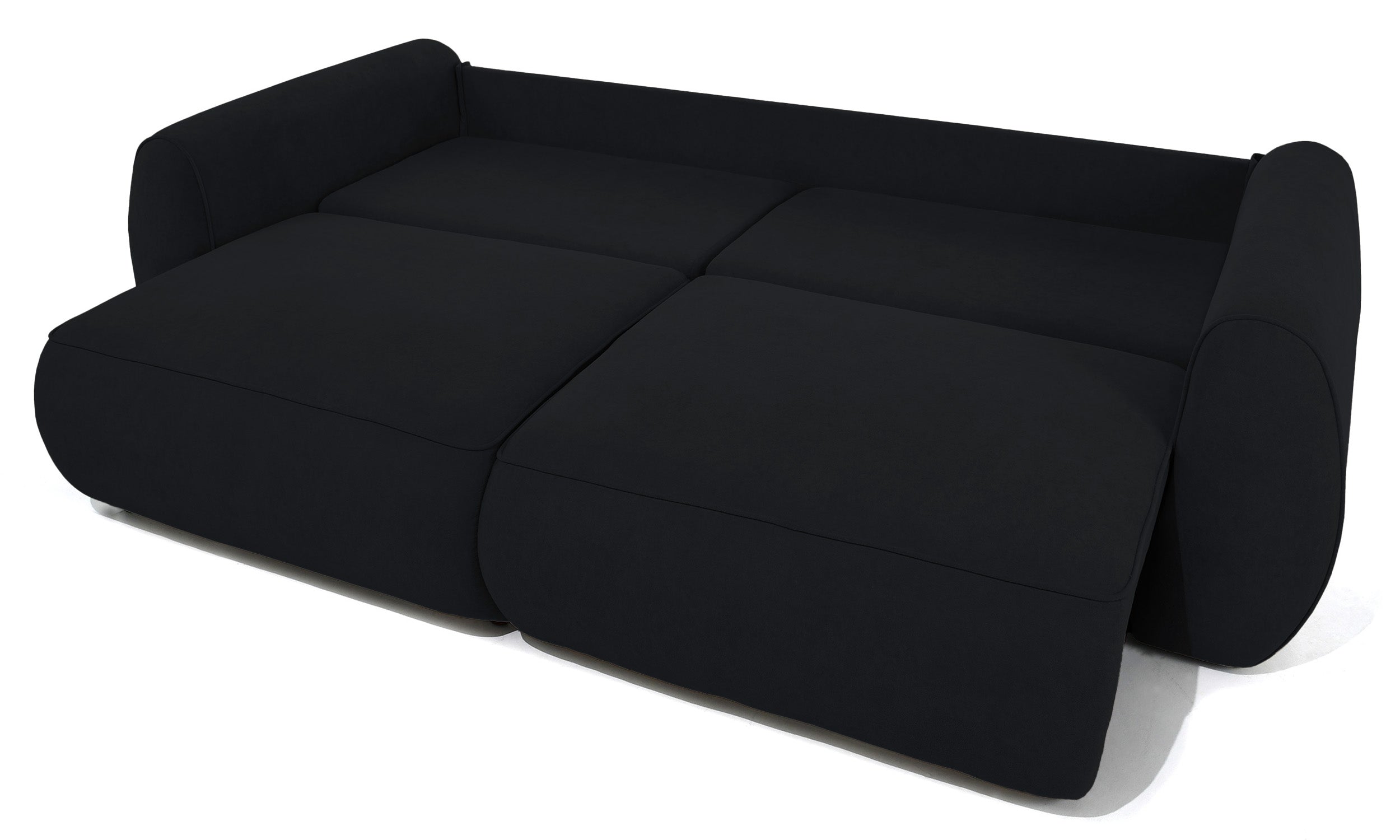 Schwarzes, ausziehbares Ecksofa Ruvea mit Stauraum, hydrophobes Chenillegewebe