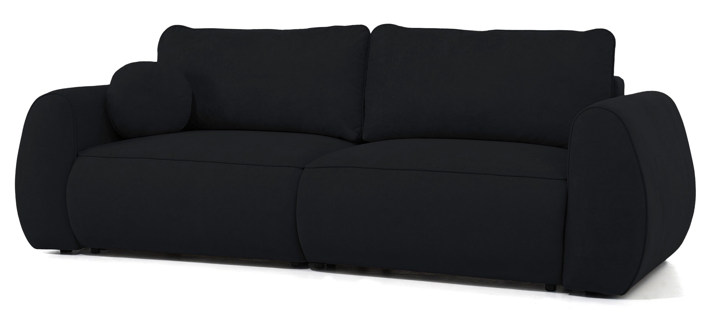 Schwarzes, ausziehbares Ecksofa Ruvea mit Stauraum, hydrophobes Chenillegewebe