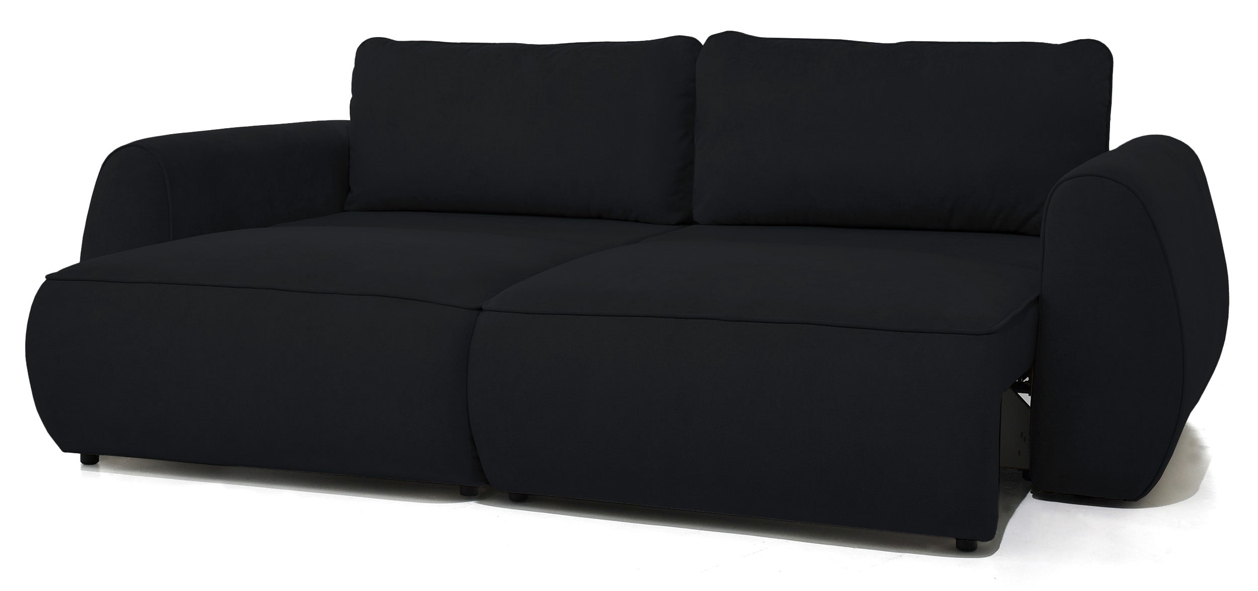 Schwarzes, ausziehbares Ecksofa Ruvea mit Stauraum, hydrophobes Chenillegewebe