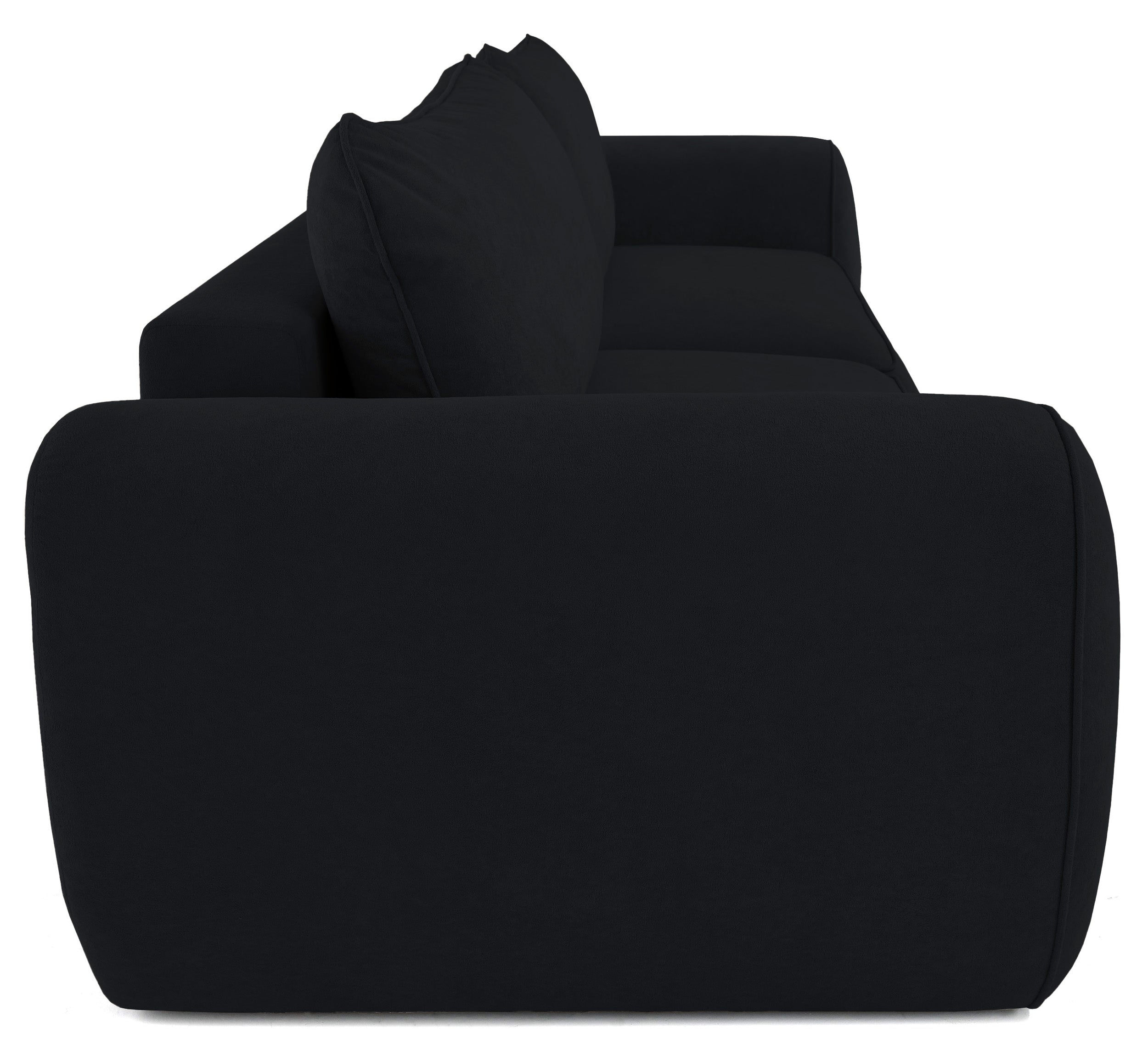 Schwarzes, ausziehbares Ecksofa Ruvea mit Stauraum, hydrophobes Chenillegewebe