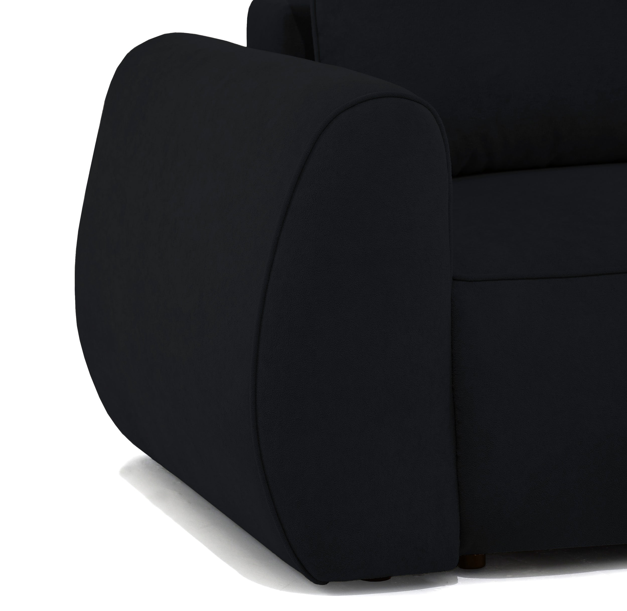 Schwarzes, ausziehbares Ecksofa Ruvea mit Stauraum, hydrophobes Chenillegewebe