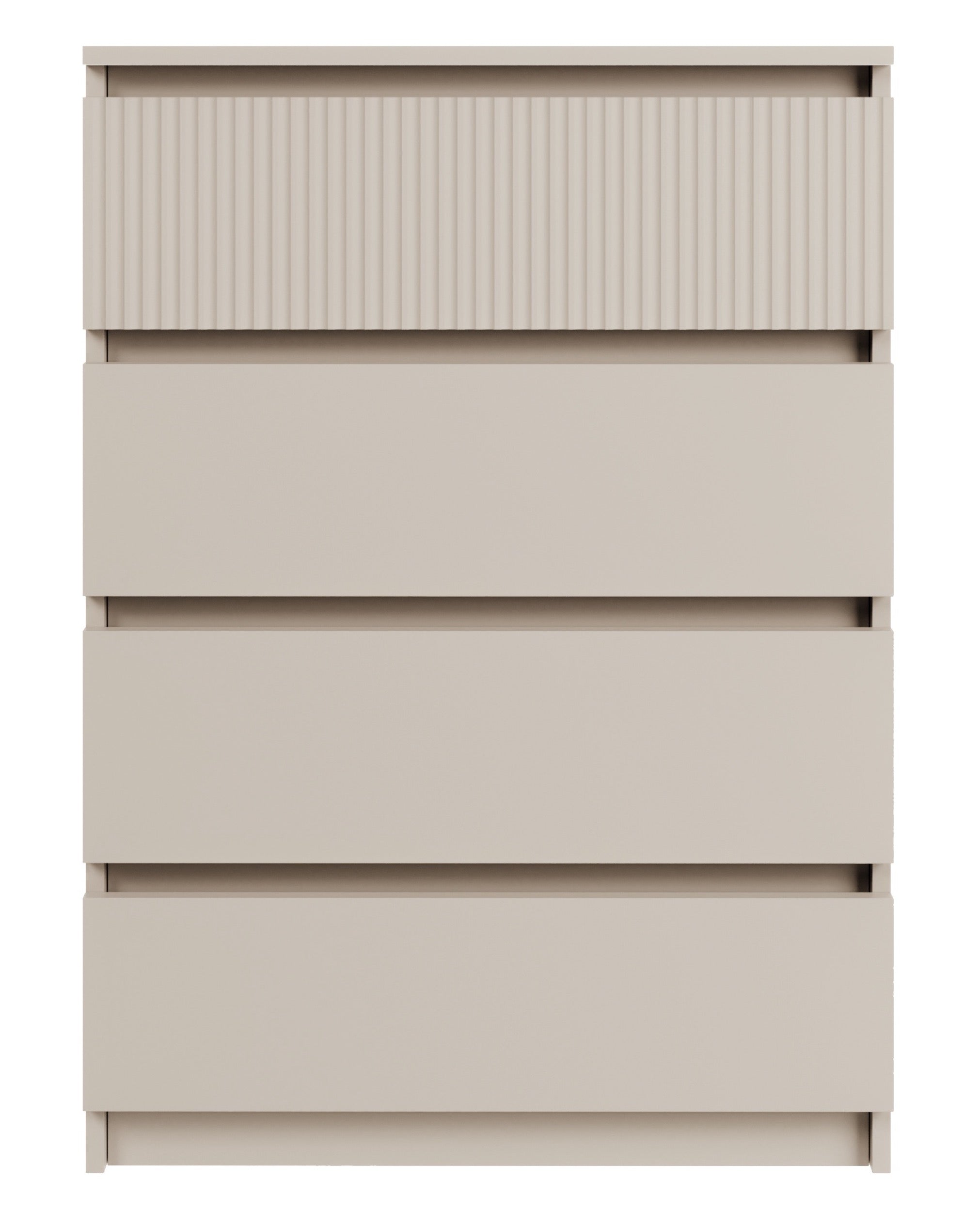 Kommode Sandia mit vier Schubladen und geriffelter Front, 70 cm, Kaschmir