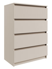 Kommode Sandia mit vier Schubladen und geriffelter Front, 70 cm, Kaschmir