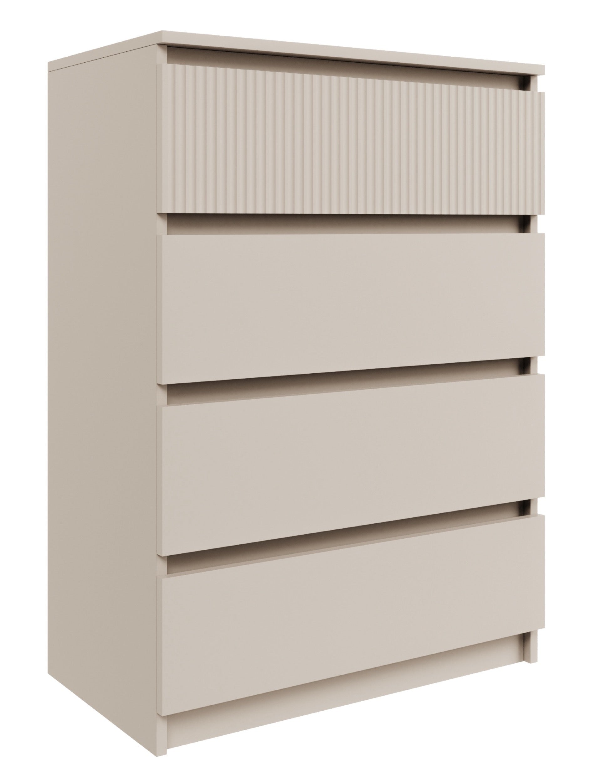 Kommode Sandia mit vier Schubladen und geriffelter Front, 70 cm, Kaschmir