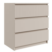 Kommode Sandia mit drei Schubladen und geriffelter Front, 70 cm, Kaschmir