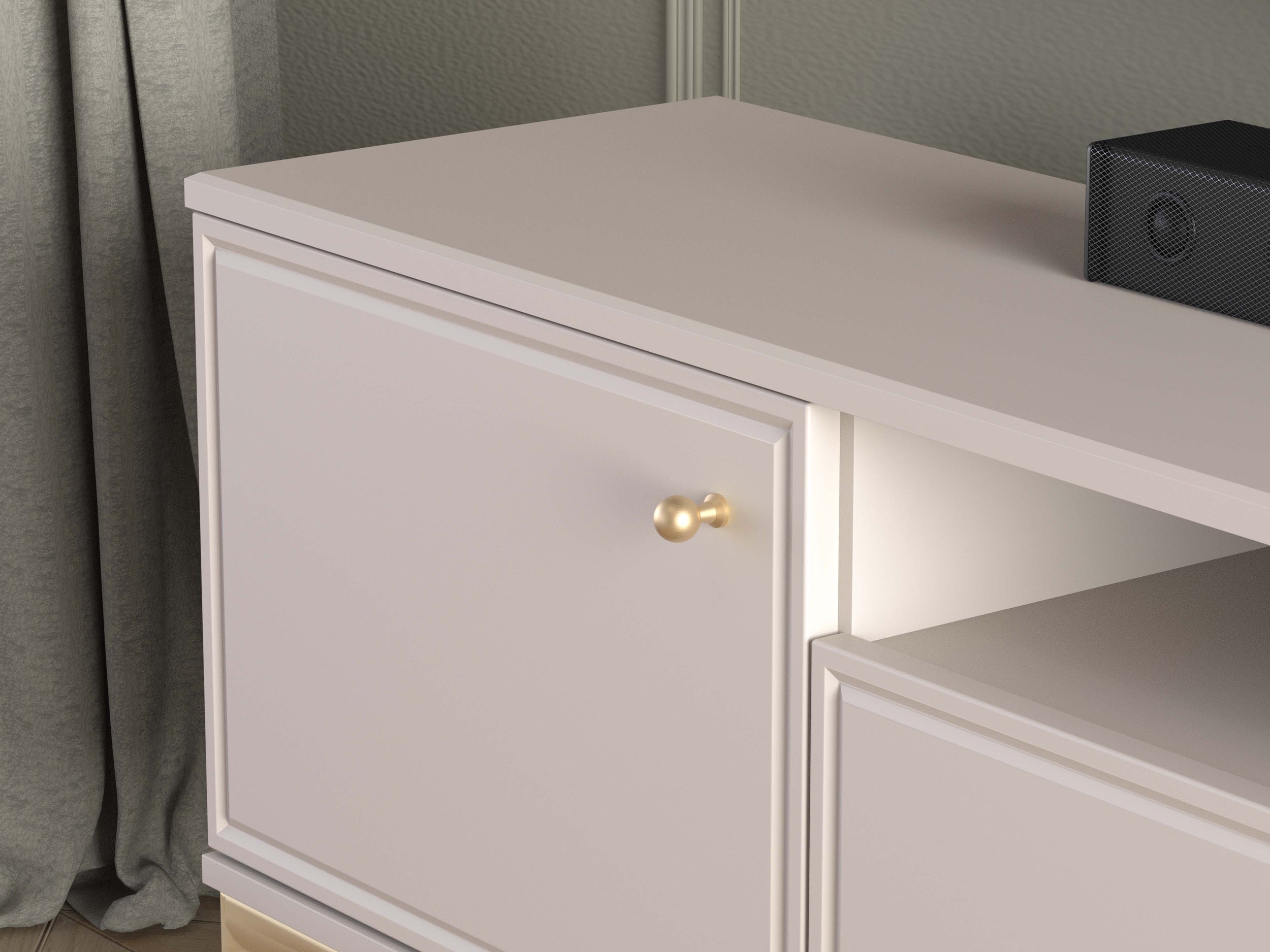 Zweittüriger RTV-Schrank Sandro mit Klappe und Nische, 180 cm, Kaschmir