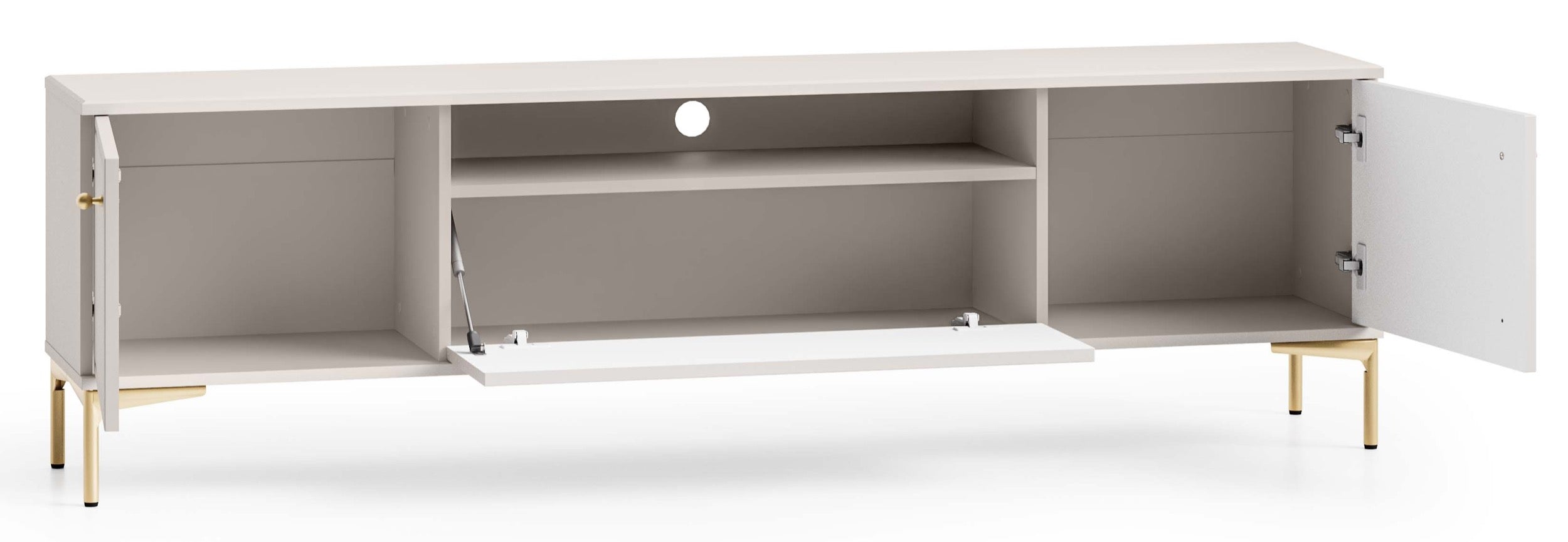 Zweittüriger RTV-Schrank Sandro mit Klappe und Nische, 180 cm, Kaschmir