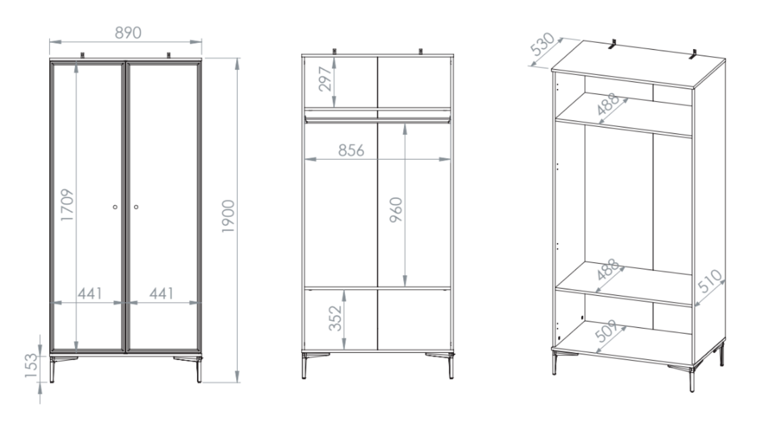 Zweiflügeliger Schrank Sandro 89 cm Kaschmir