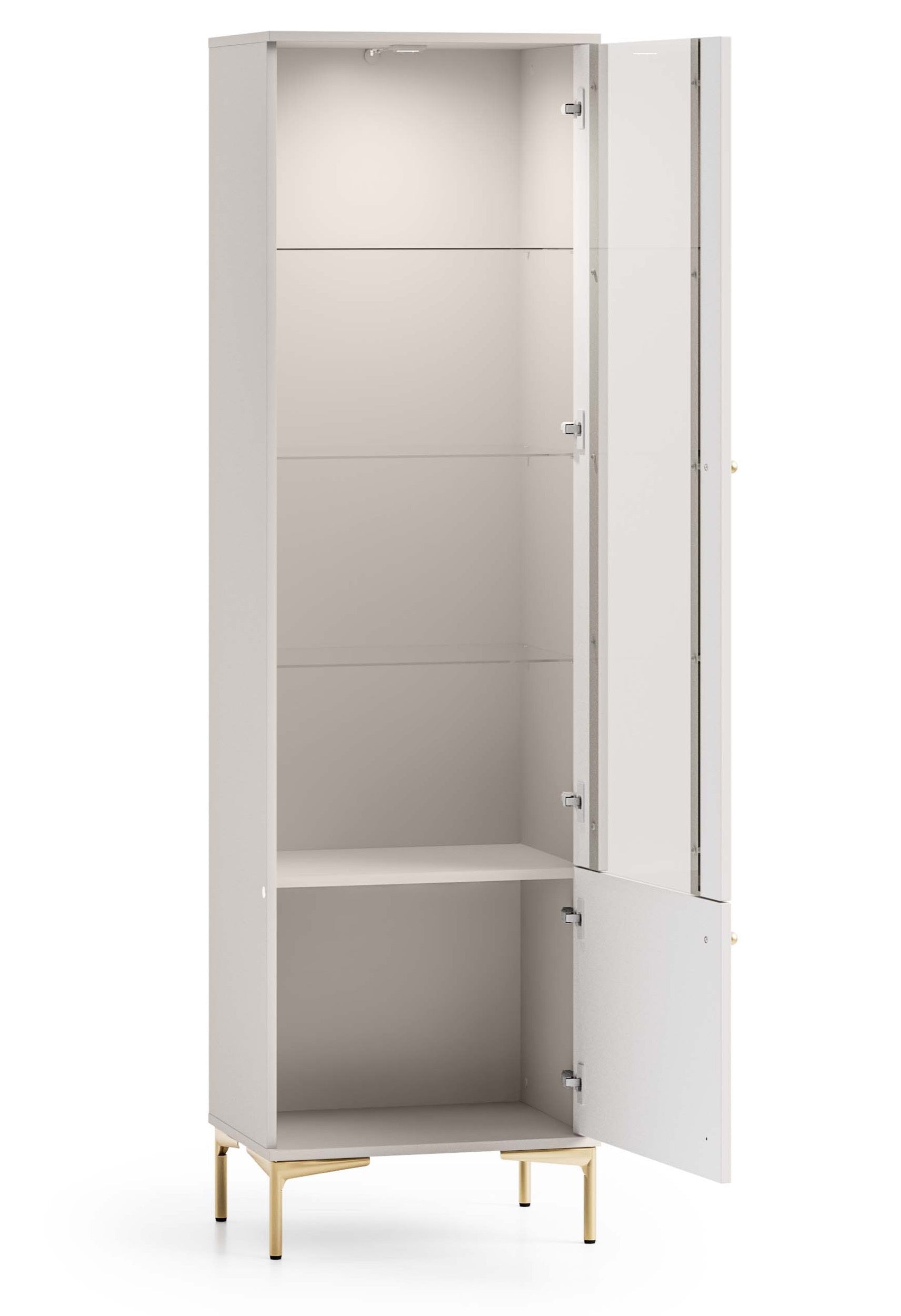 Zweiflügelige Vitrine Sandro mit Beleuchtung, 54 cm, Kaschmir