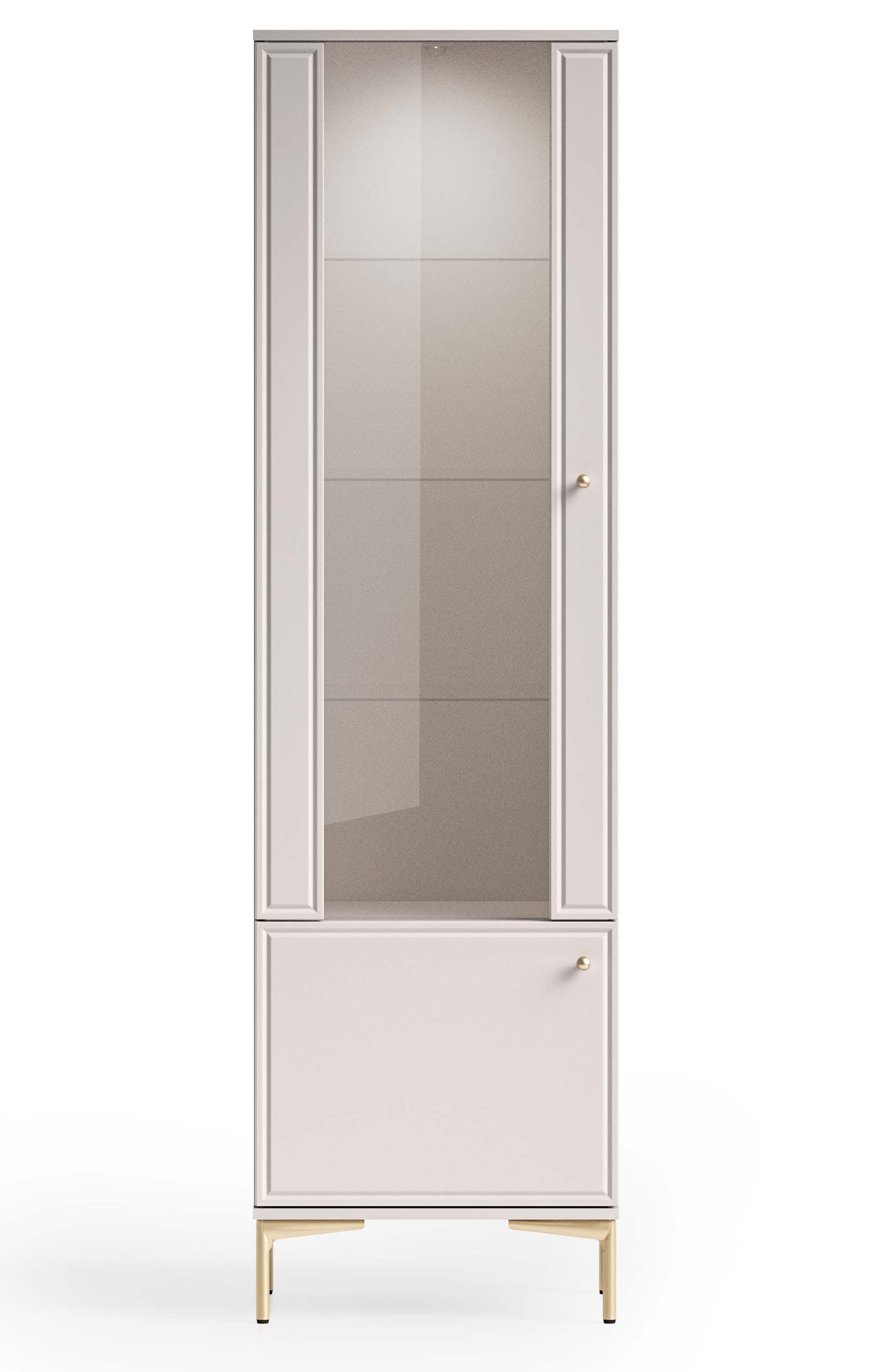 Zweiflügelige Vitrine Sandro mit Beleuchtung, 54 cm, Kaschmir