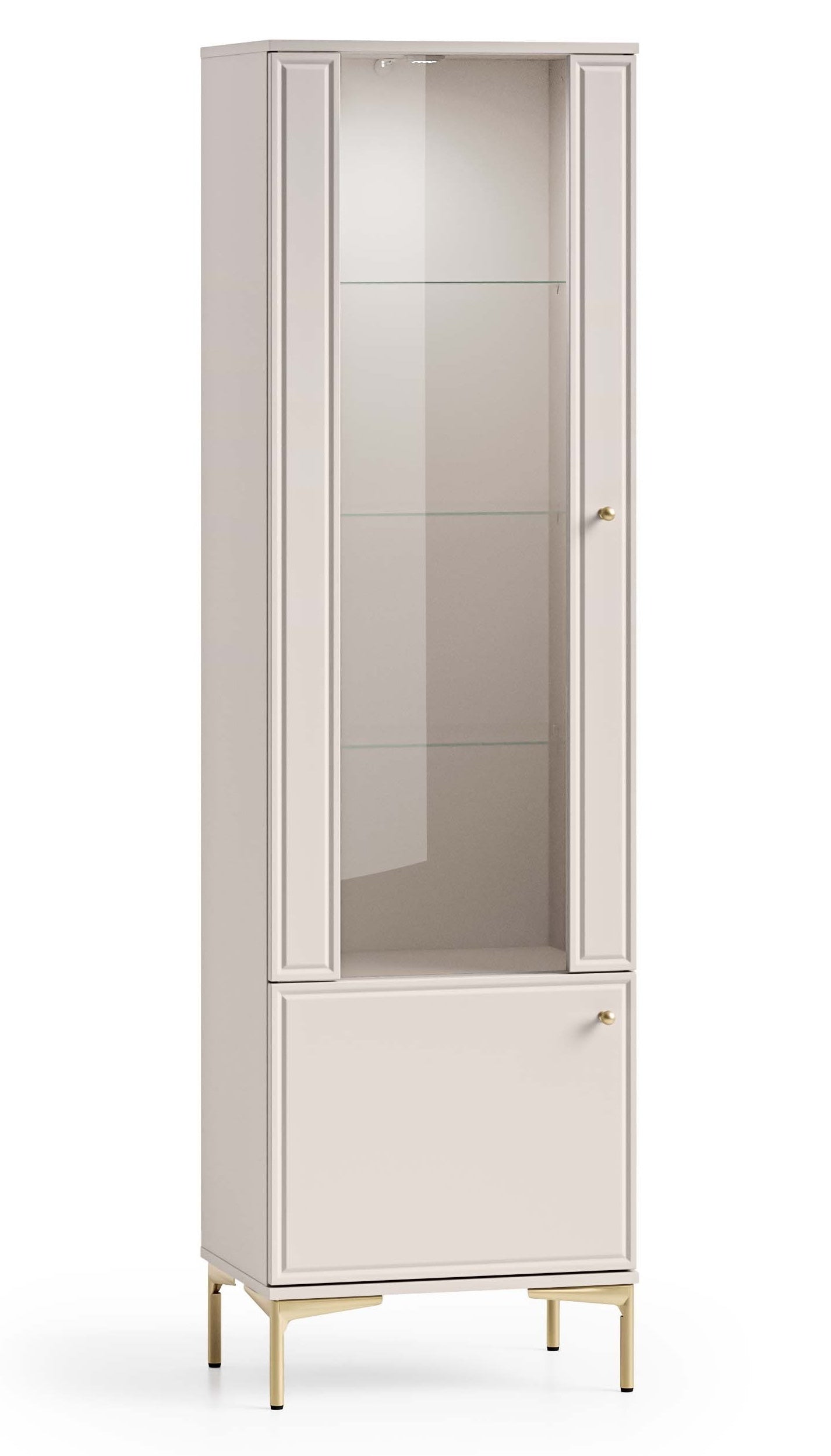 Zweiflügelige Vitrine Sandro mit Beleuchtung, 54 cm, Kaschmir
