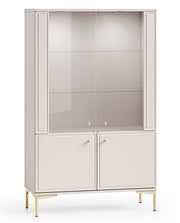 Vier­türige Vitrine Sandro mit Beleuchtung, 92 cm, Kaschmir
