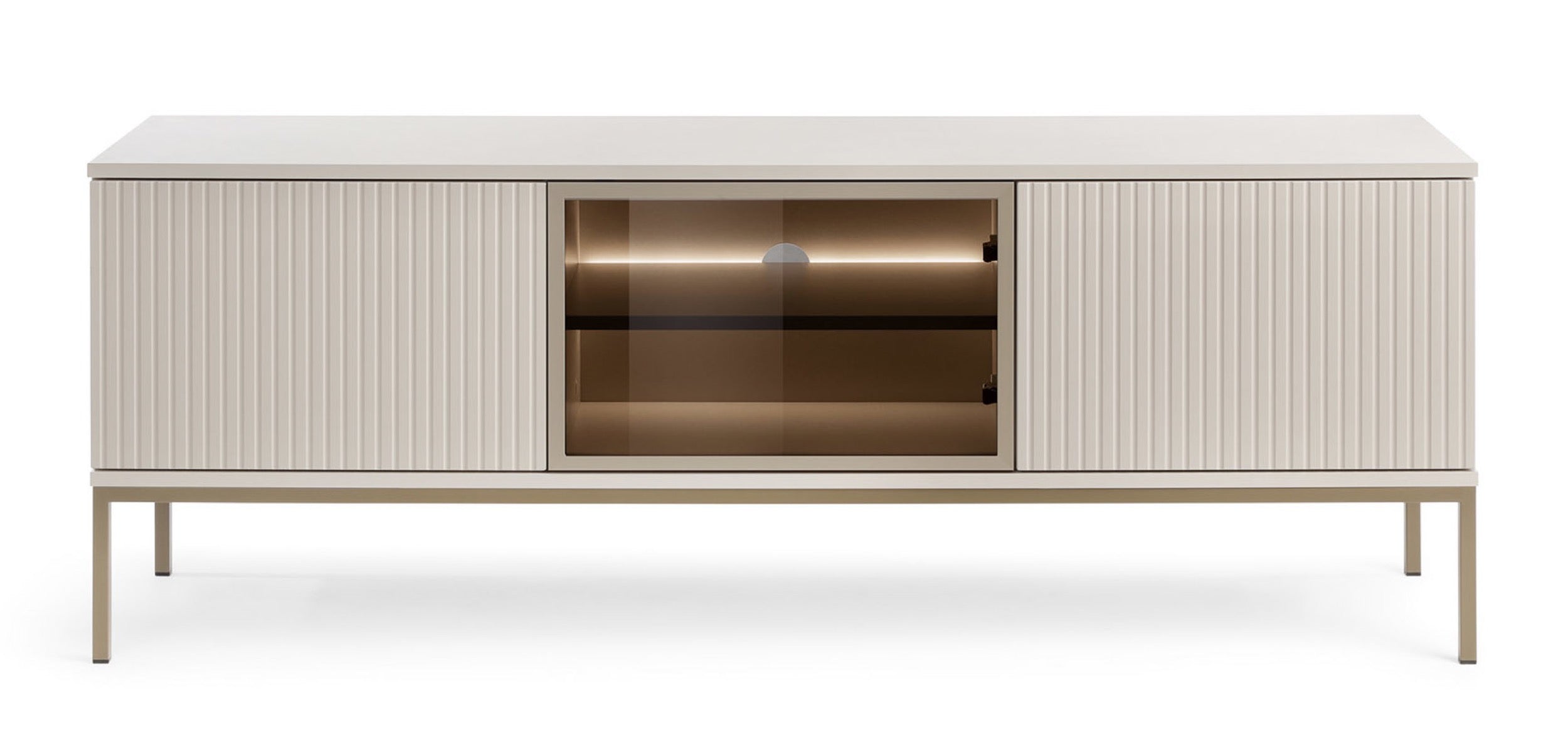 Drehtür-TV-Schrank Tosena mit LED-Beleuchtung, 154 cm, Kaschmir