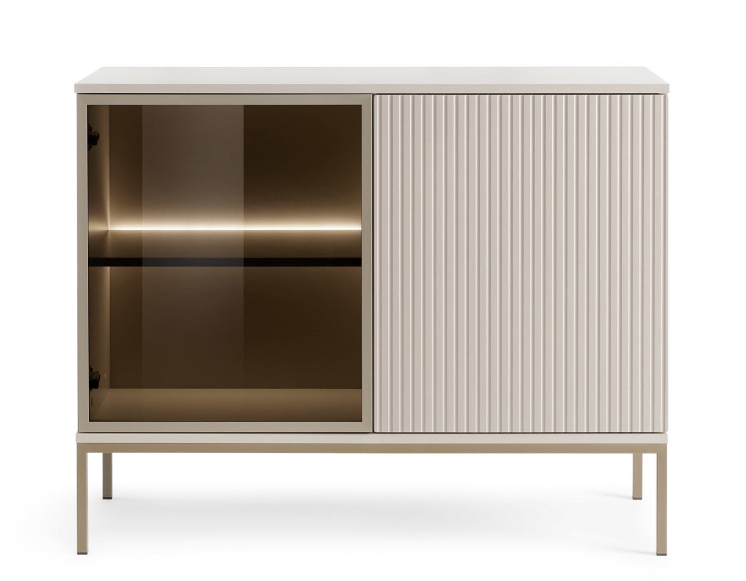 Kommode Tosena mit zwei Türen und LED-Beleuchtung 104 cm Kaschmir