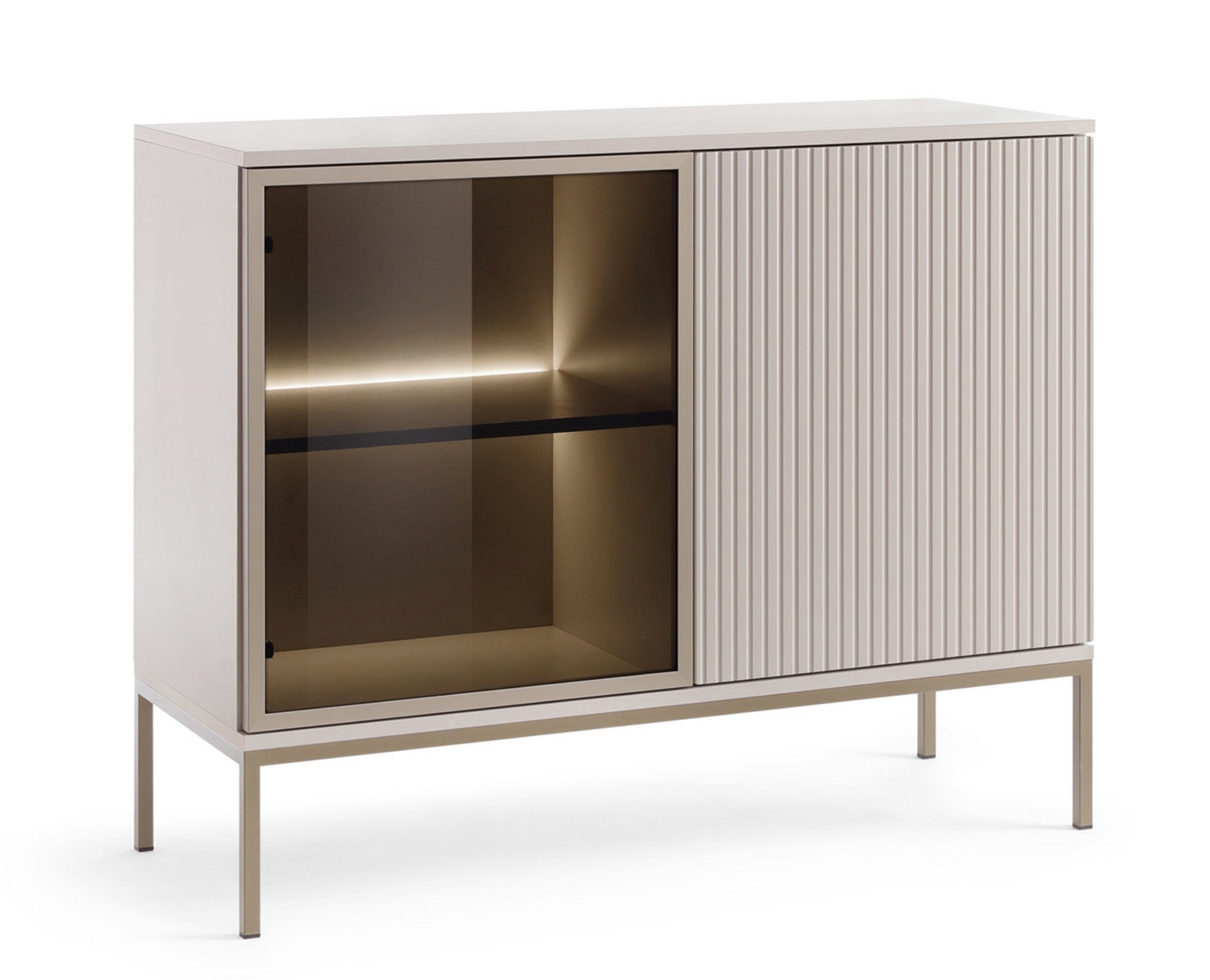 Kommode Tosena mit zwei Türen und LED-Beleuchtung 104 cm Kaschmir