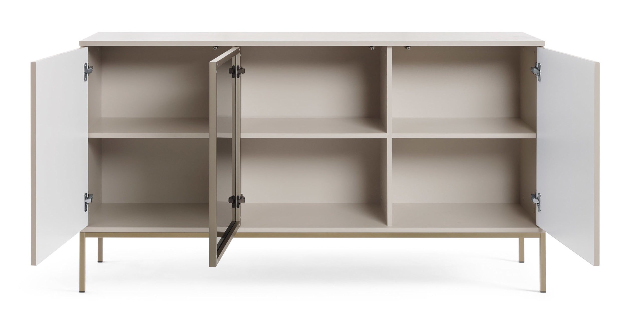 Tosena-Kommode mit drei Türen und LED-Beleuchtung, 154 cm, Kaschmir