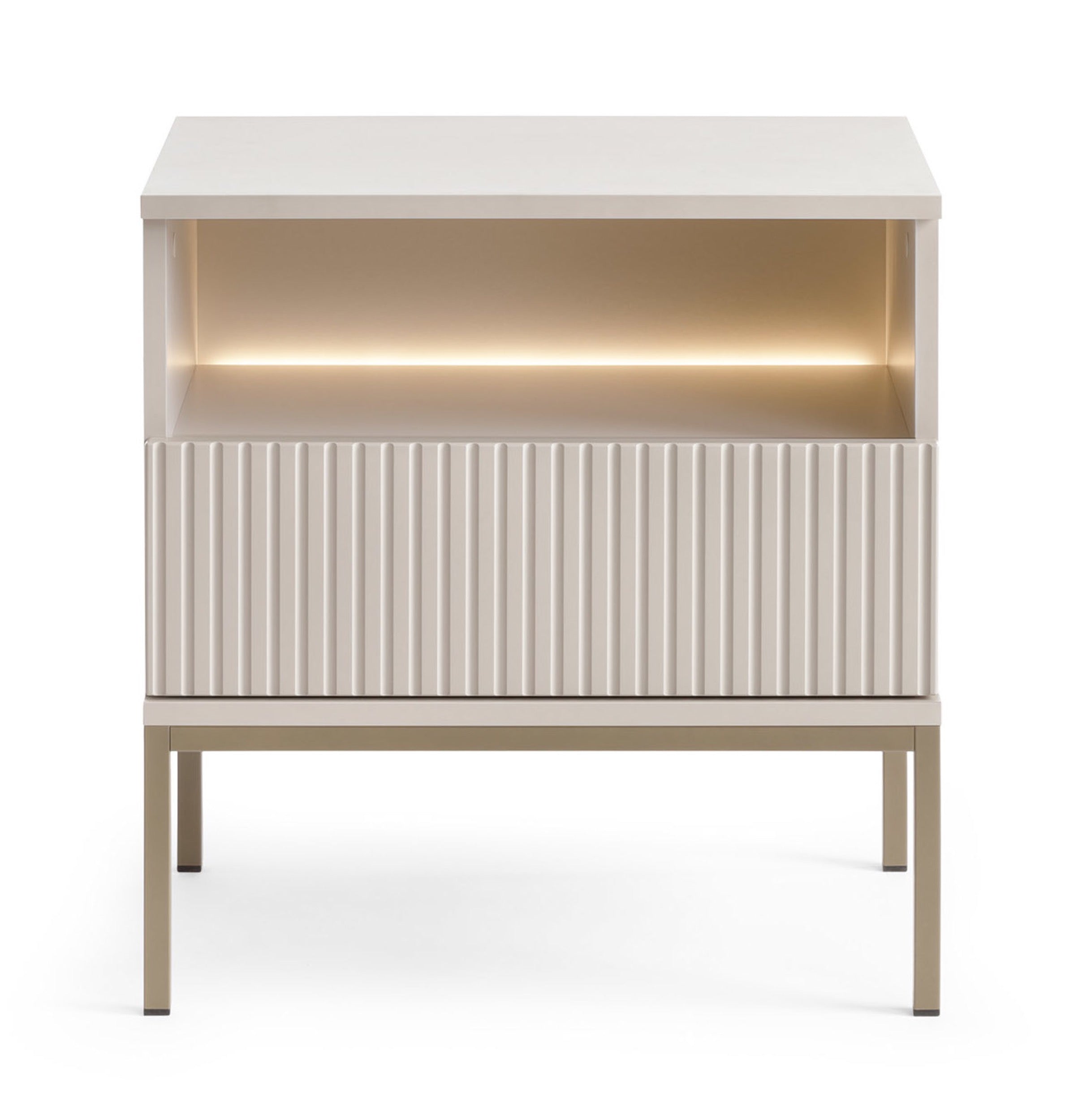 Nachttisch Tosena mit Schublade und LED-Beleuchtung 54 cm Kaschmir