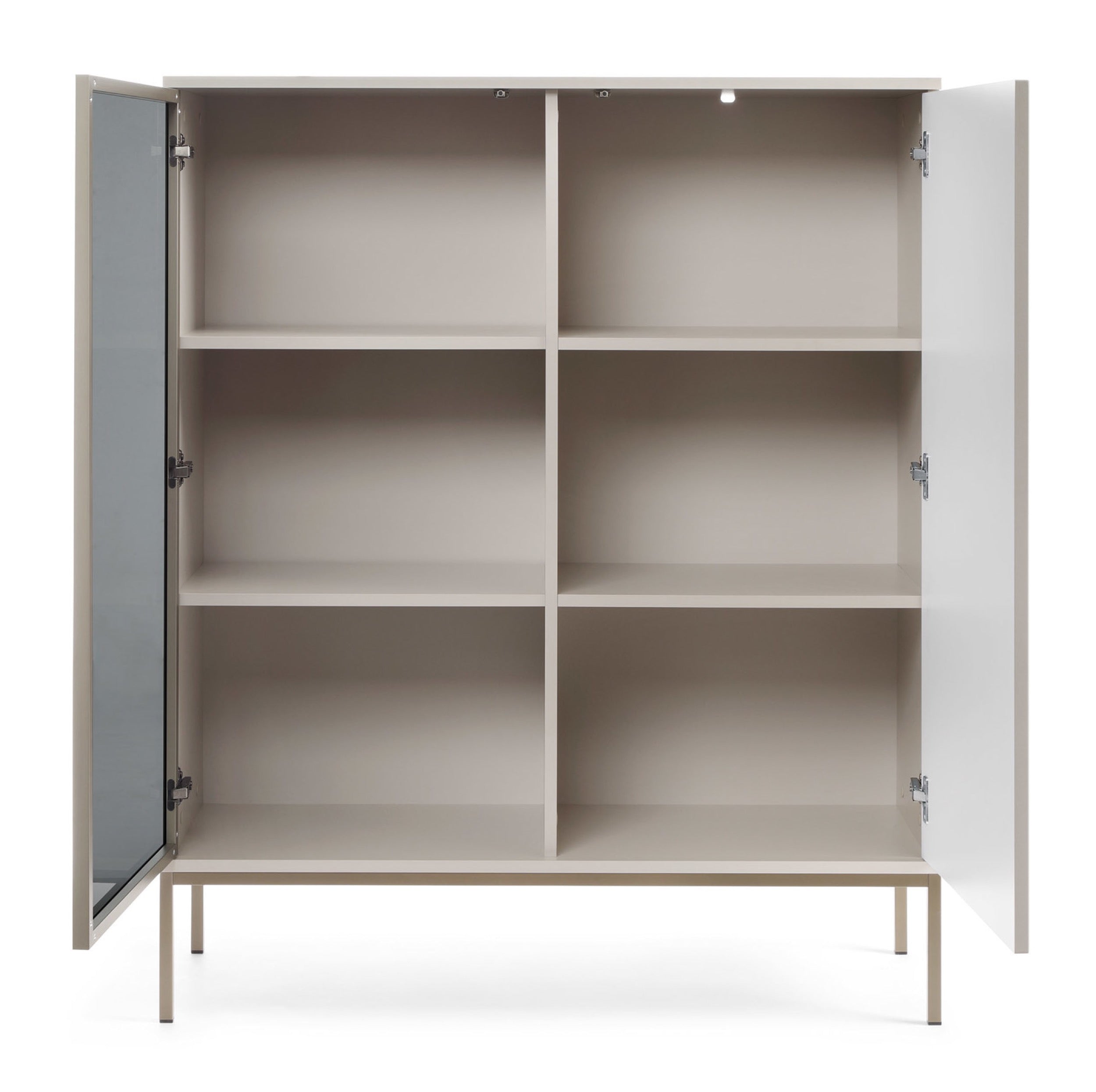 Zweiflügelige Vitrine Tosena mit LED-Beleuchtung, 104 cm, Kaschmir