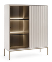 Zweiflügelige Vitrine Tosena mit LED-Beleuchtung, 104 cm, Kaschmir